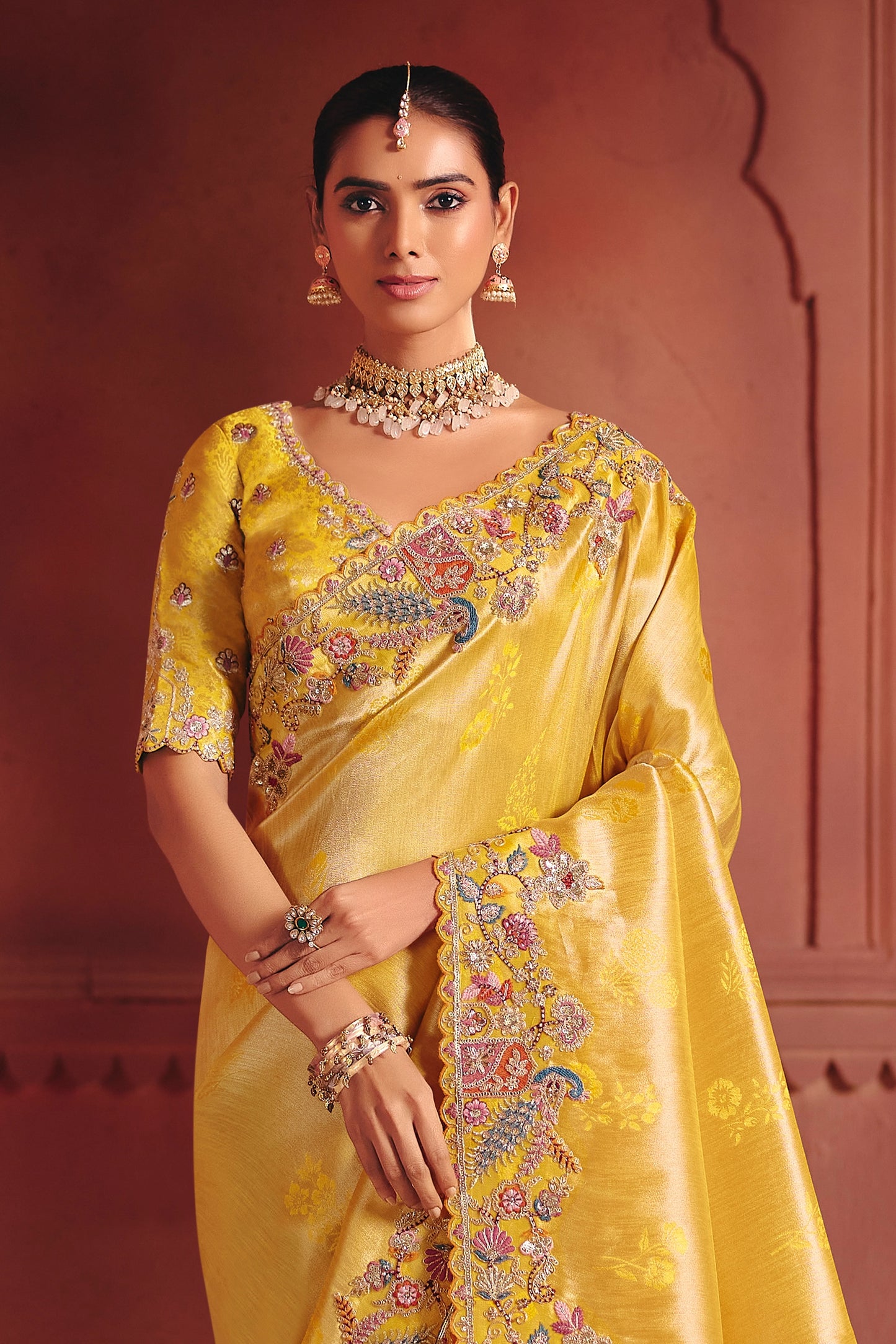 Yellow Heavy Work Embroidered Silk Saree-SAR12084_4_SareeButa.com