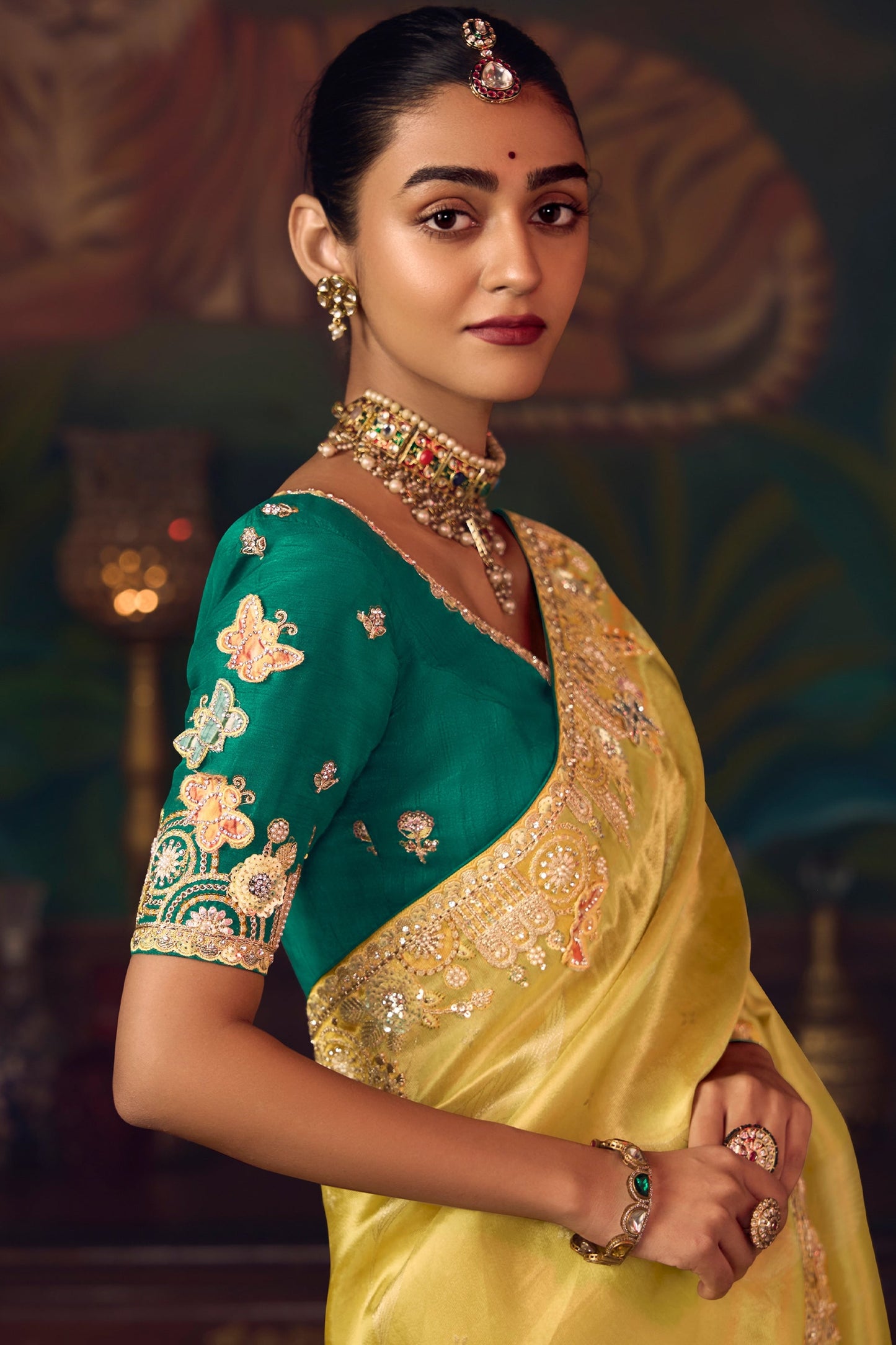 Yellow Heavy Work Silk Saree-SAR10985_3_SareeButa.com