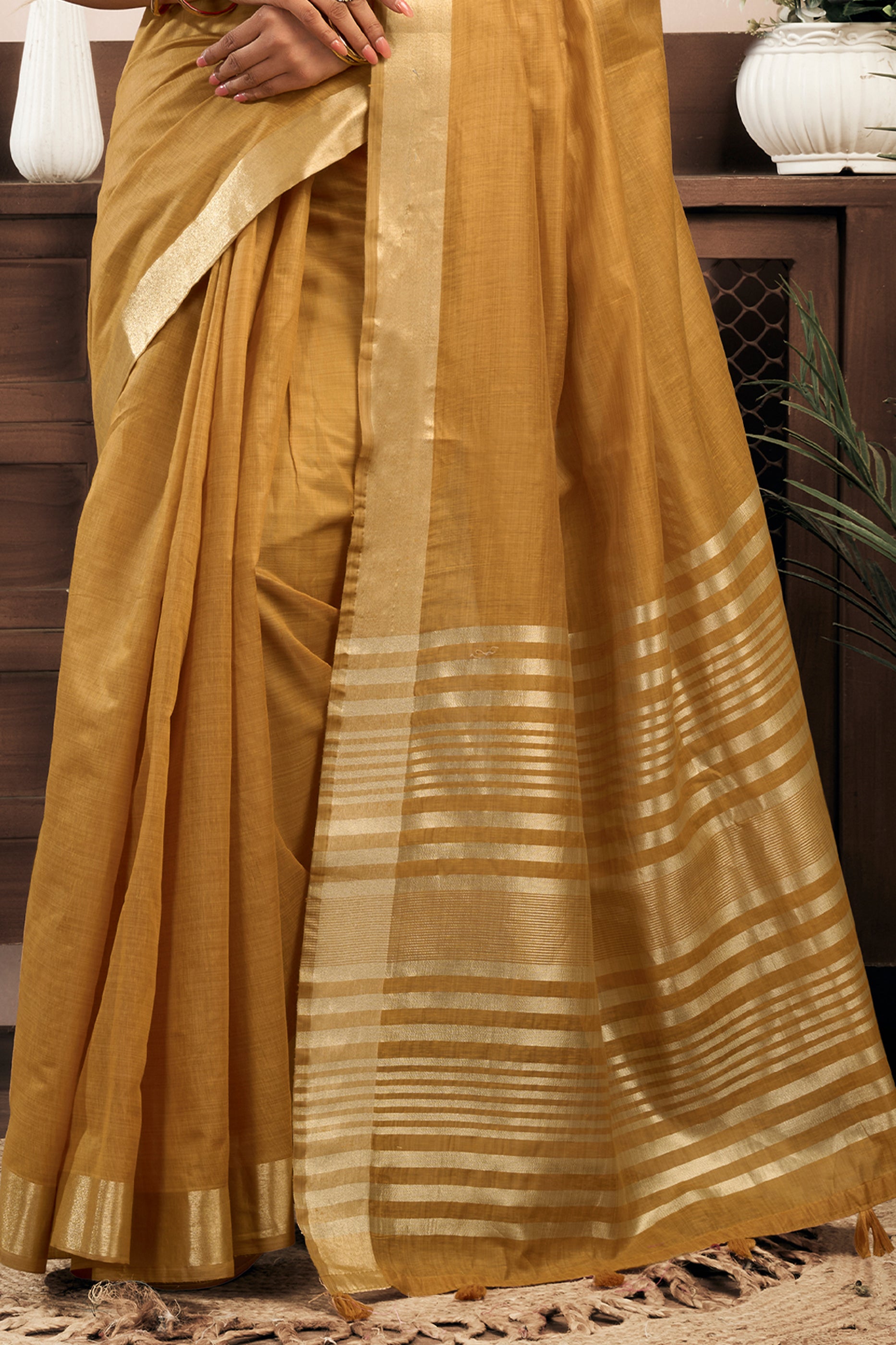 Yellow Khadi Cotton Saree-SAR12652_4_SareeButa.com