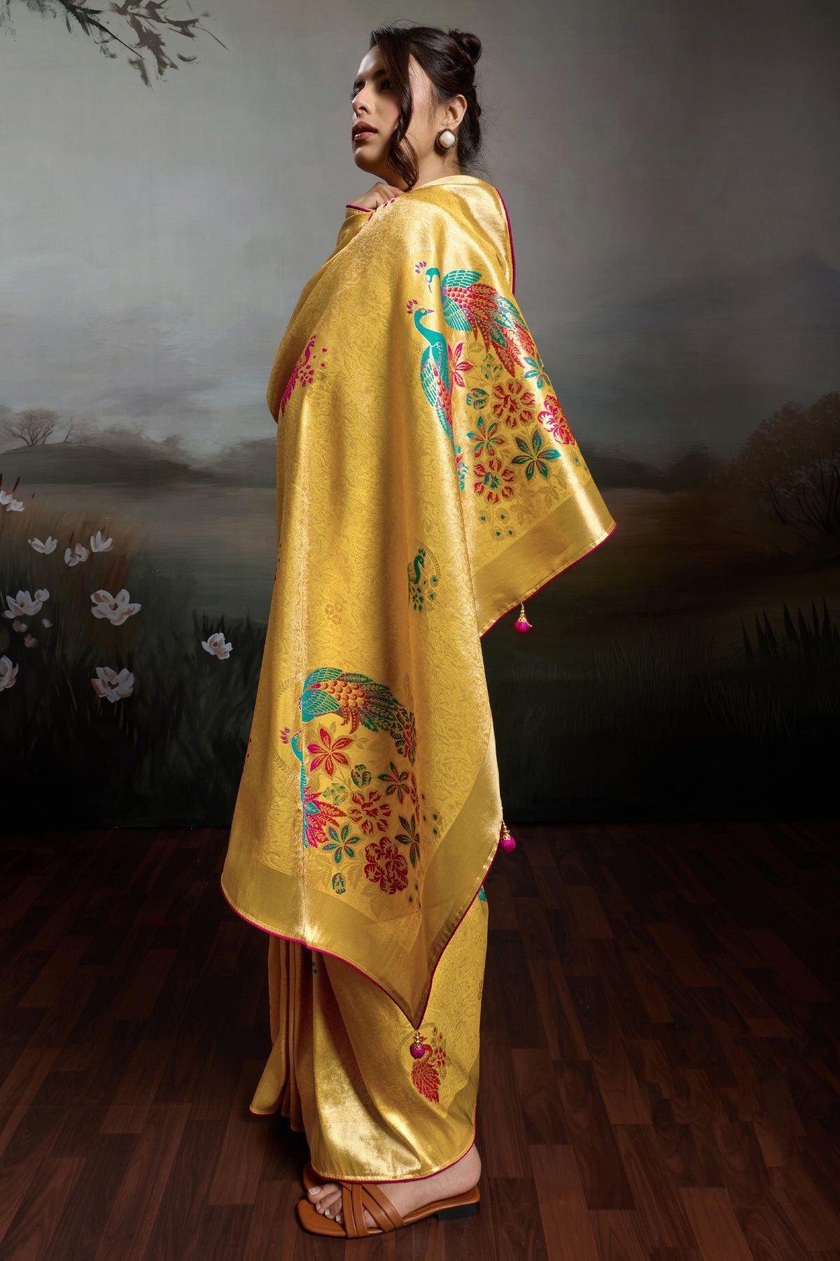 Yellow Metallic Woven Banarasi Saree-SAR12931_3_SareeButa.com