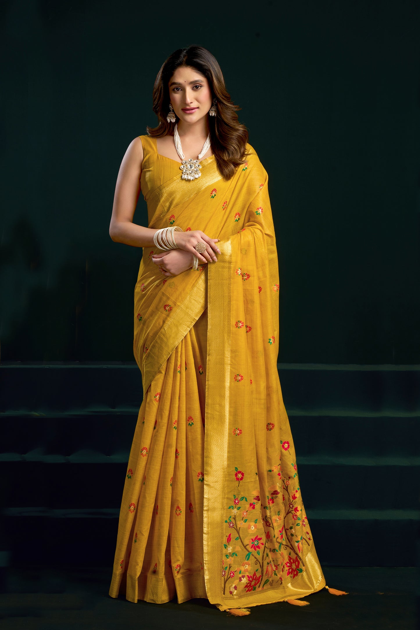 Yellow Munga Cotton Saree-SAR12710_1_SareeButa.com