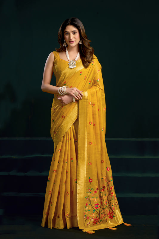 Yellow Munga Cotton Saree-SAR12710_1_SareeButa.com
