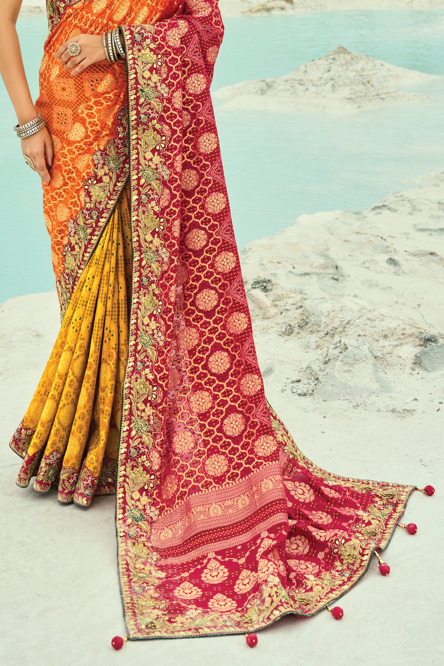 yellow-orange-georgette-bandhani-saree-sar10298_6_Sareebuta.com