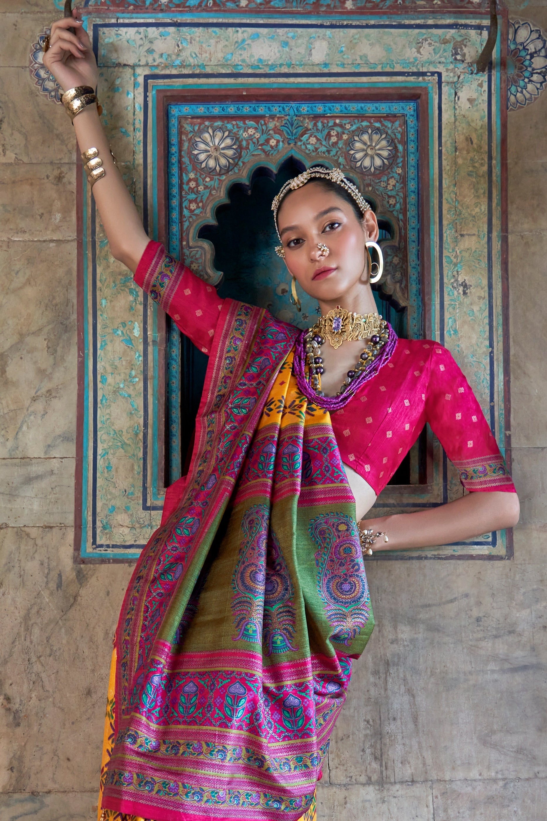 Yellow Printed Patola Silk Saree-SAR11294_3_SareeButa.com