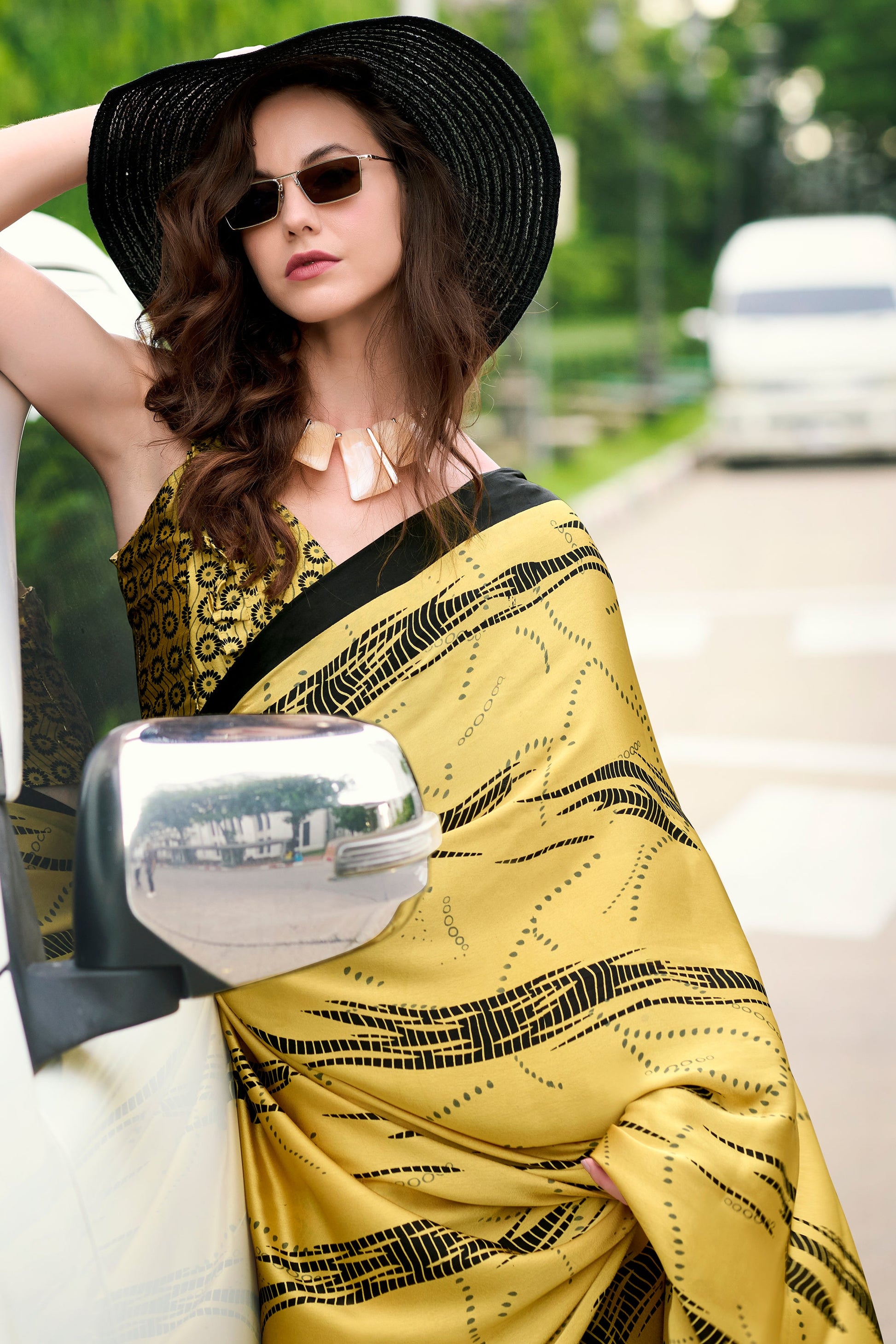 yellow-printed-satin-saree-zb132487_2_SareeButa.com