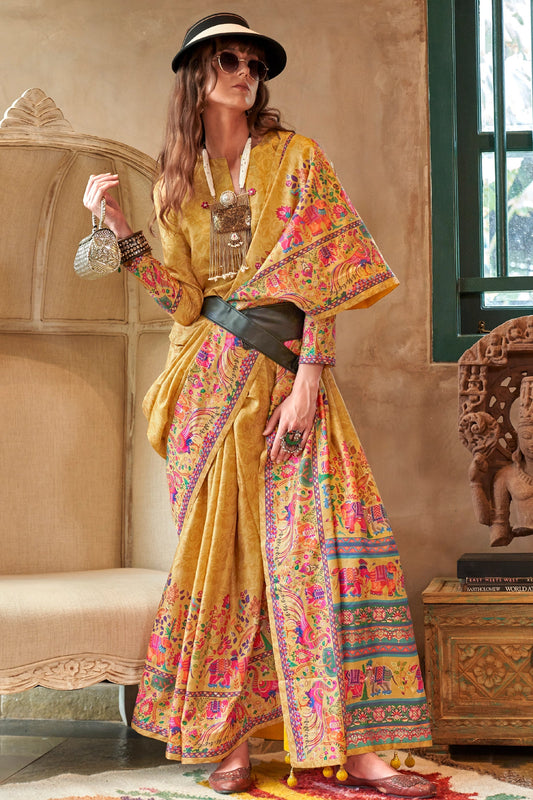 Yellow Printed Silk Saree-SAR11270_1_SareeButa.com