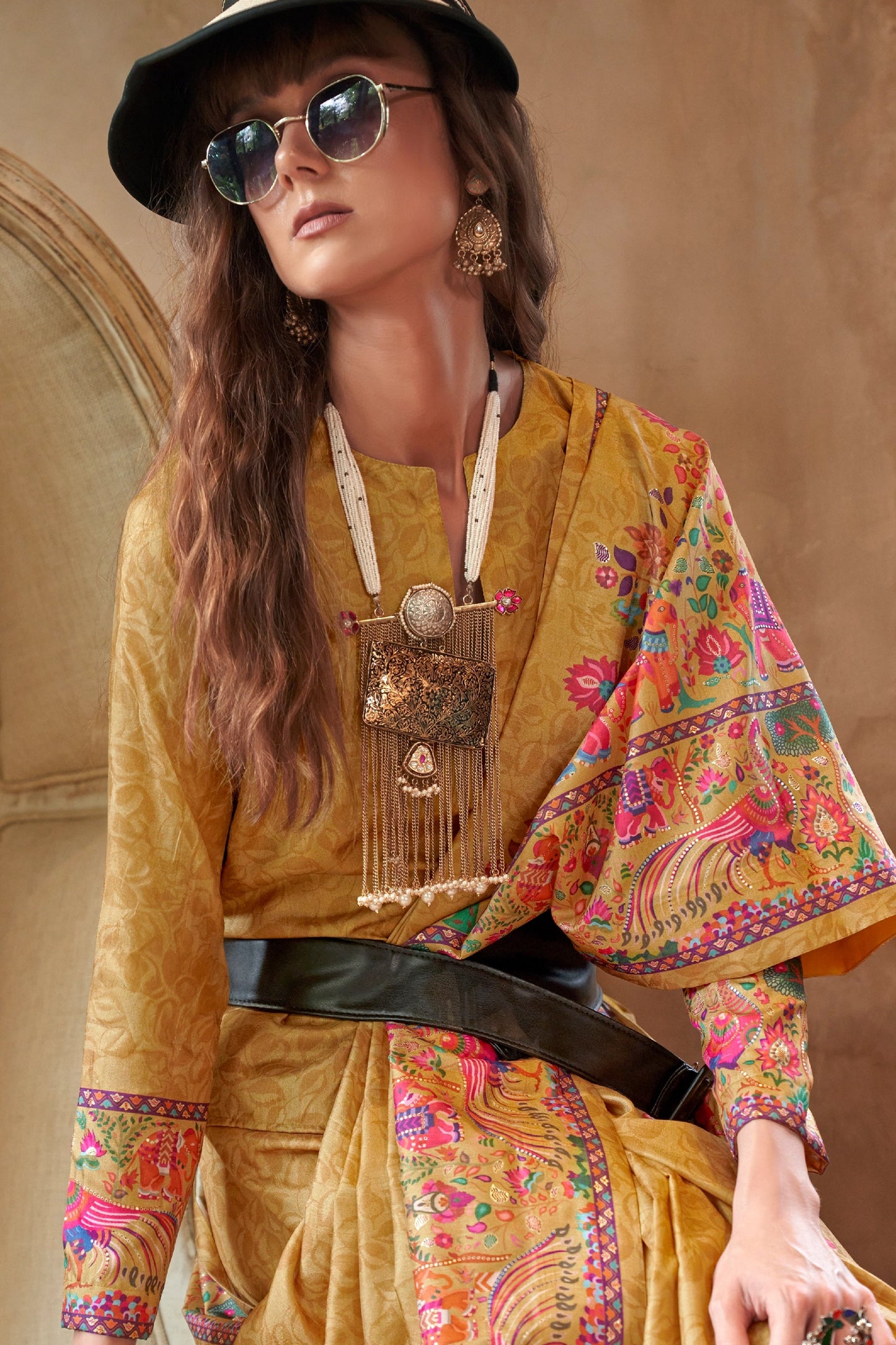 Yellow Printed Silk Saree-SAR11270_2_SareeButa.com