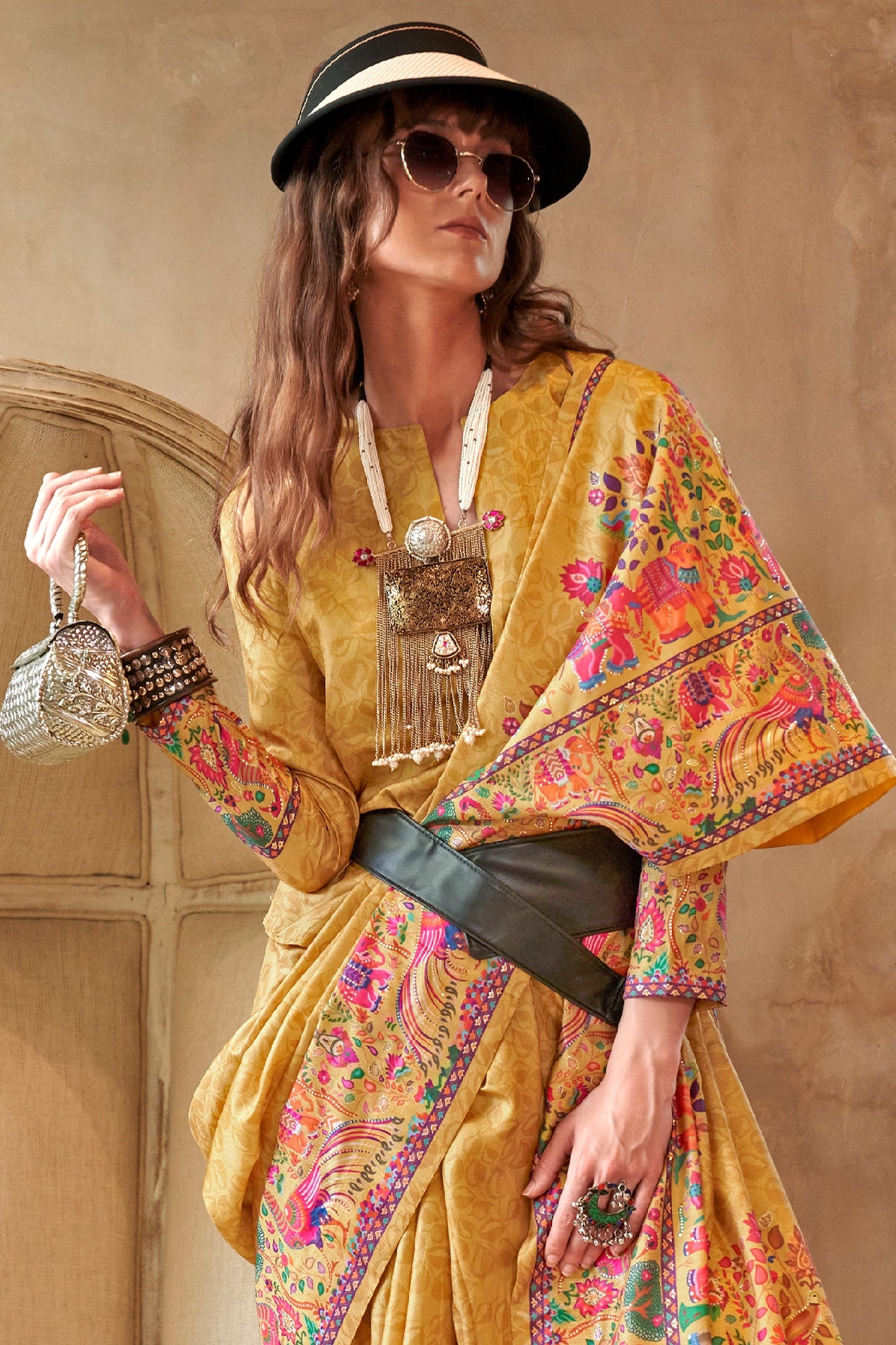 Yellow Printed Silk Saree-SAR11270_3_SareeButa.com