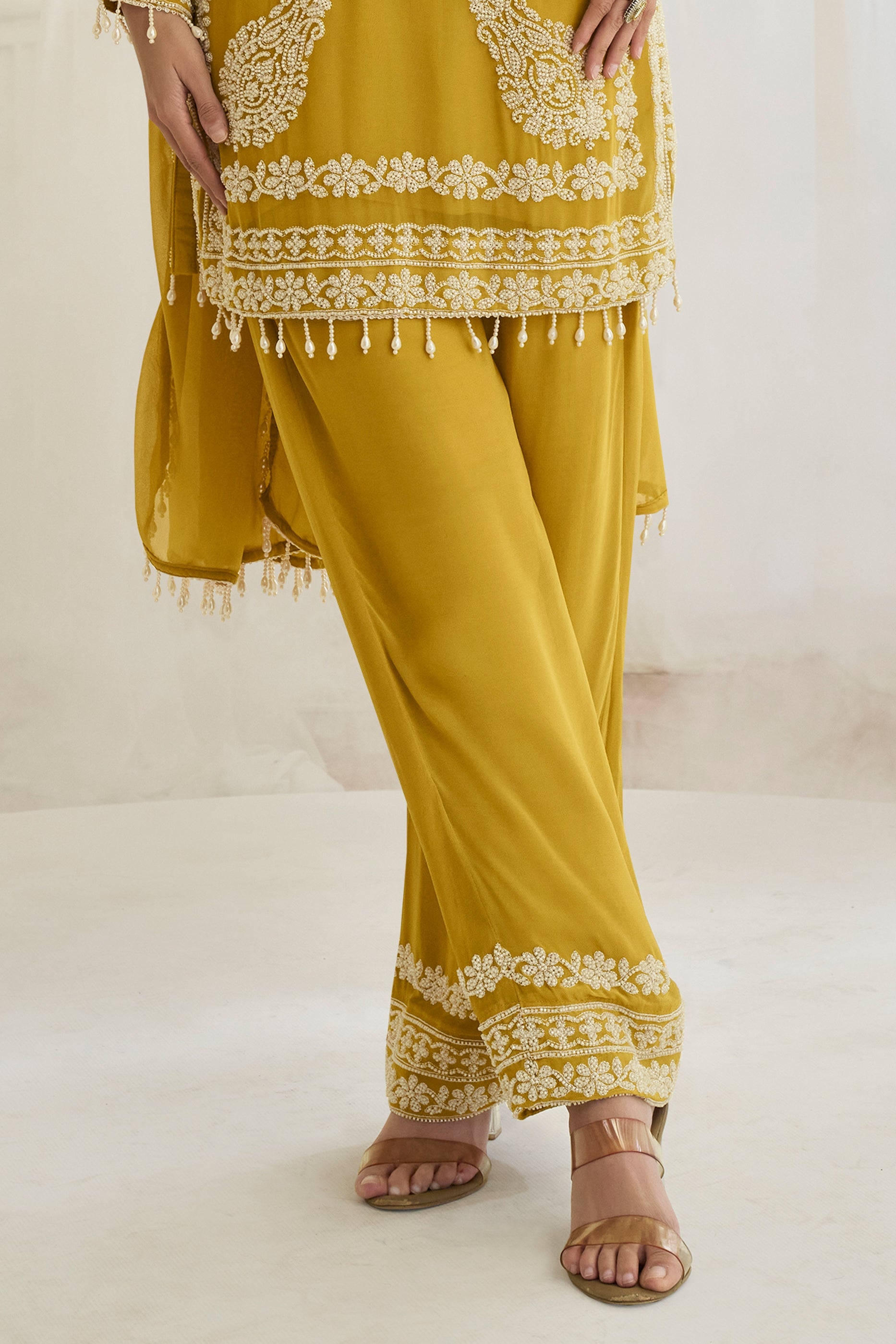 Yellow Readymade Bead Work Chinon Suit-SAR11525_5_SareeButa.com