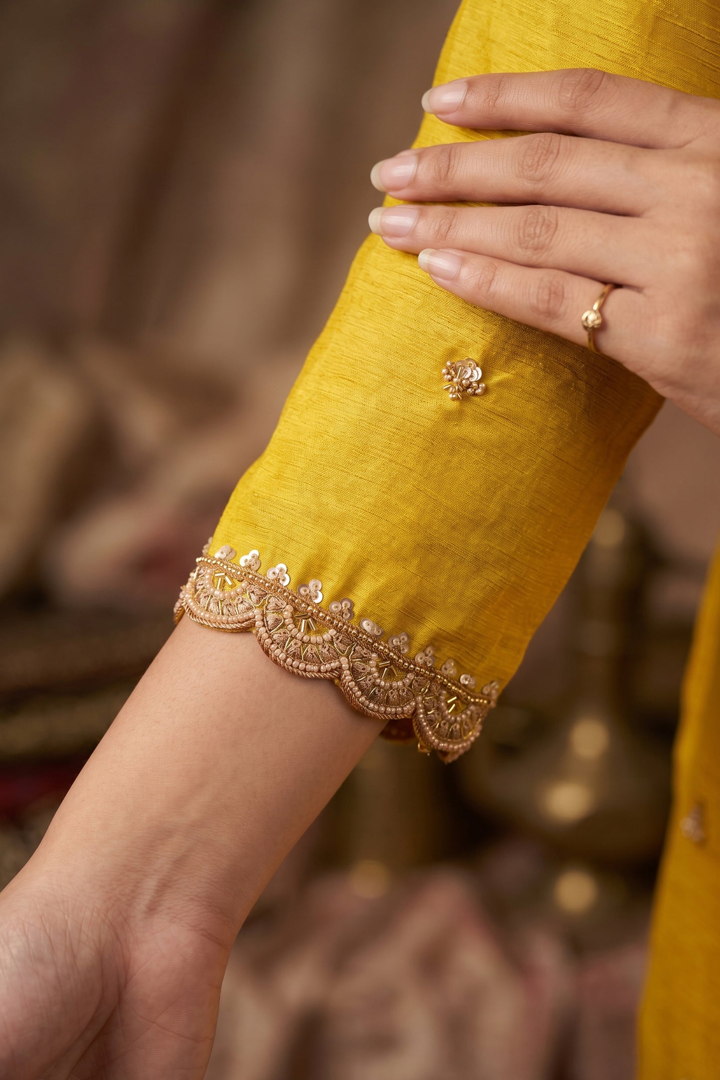 Yellow Readymade Bead Work Chinon Suit-SAR13012_4_SareeButa.com