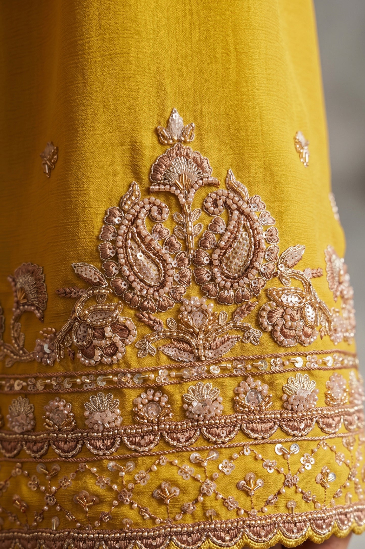 Yellow Readymade Bead Work Chinon Suit-SAR13012_5_SareeButa.com