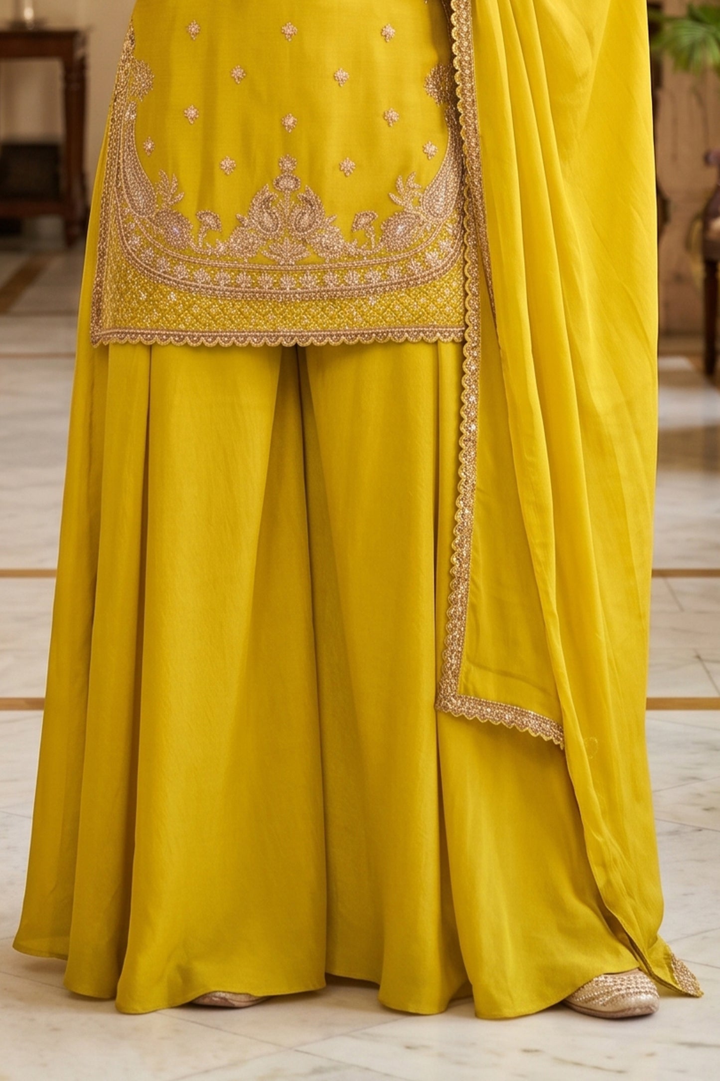 Yellow Readymade Bead Work Chinon Suit-SAR13012_6_SareeButa.com