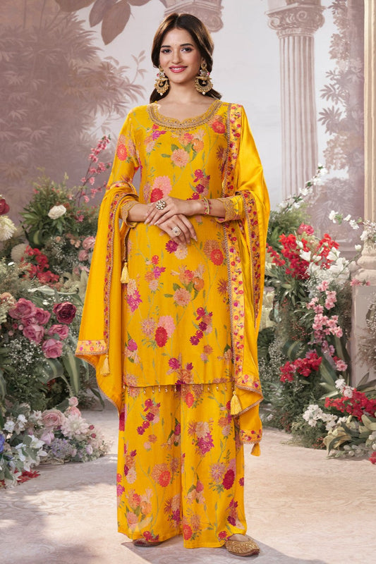 Yellow Readymade Chinon Sharara Suit-SS971_1_SareeButa.com