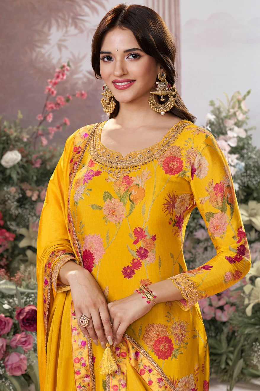 Yellow Readymade Chinon Sharara Suit-SS971_2_SareeButa.com