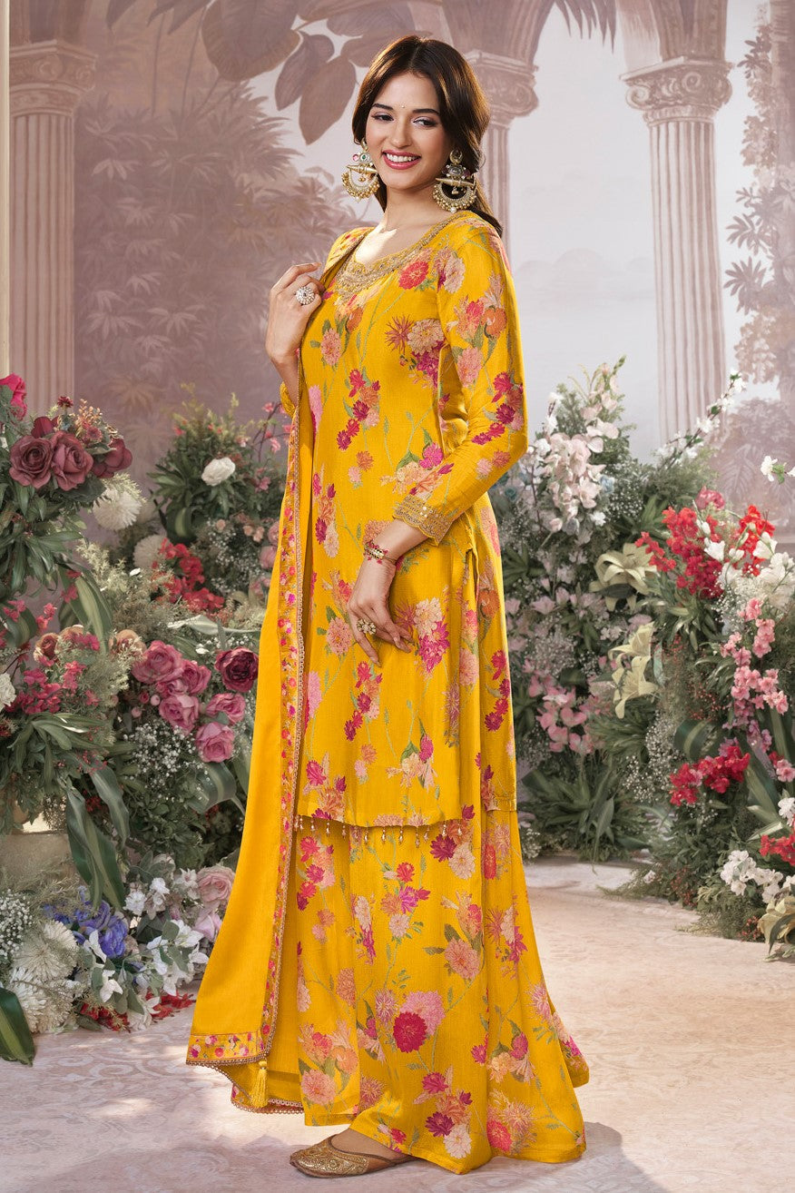 Yellow Readymade Chinon Sharara Suit-SS971_5_SareeButa.com