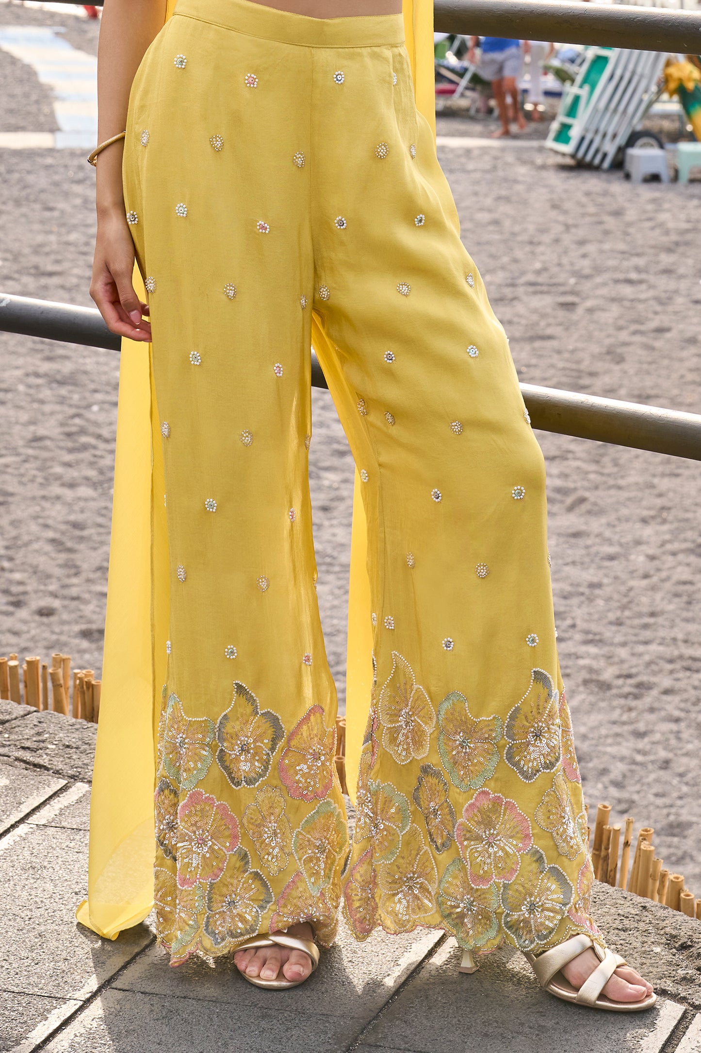 Yellow Readymade Chinon Silk Palazzo Set-SAR13130_4_SareeButa.com