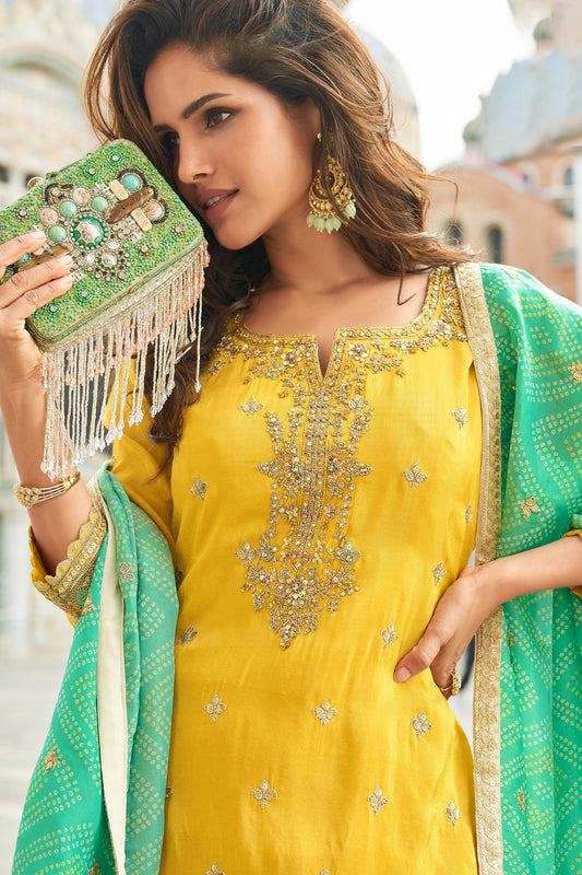 Yellow Readymade Chinon Silk Sharara Suit-SAR10779_2_SareeButa.com
