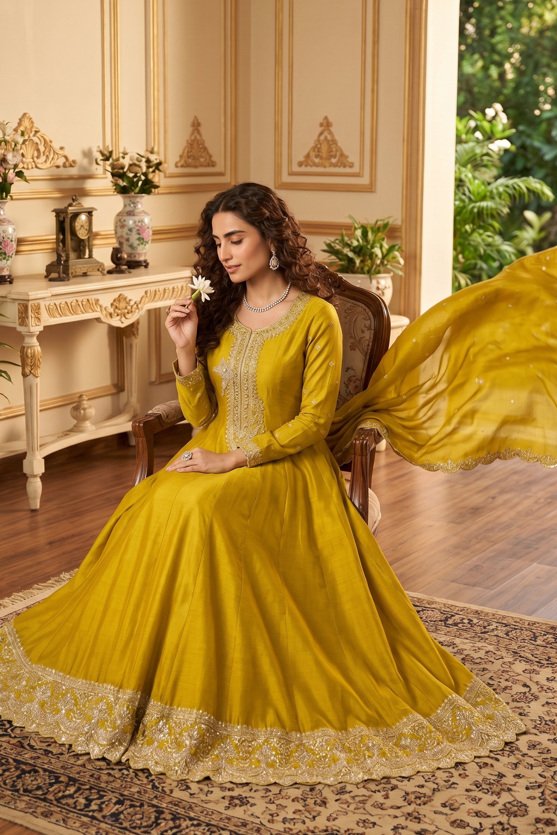 Yellow Readymade Embroidered Anarkali Suit-SAR13015_2_SareeButa.com
