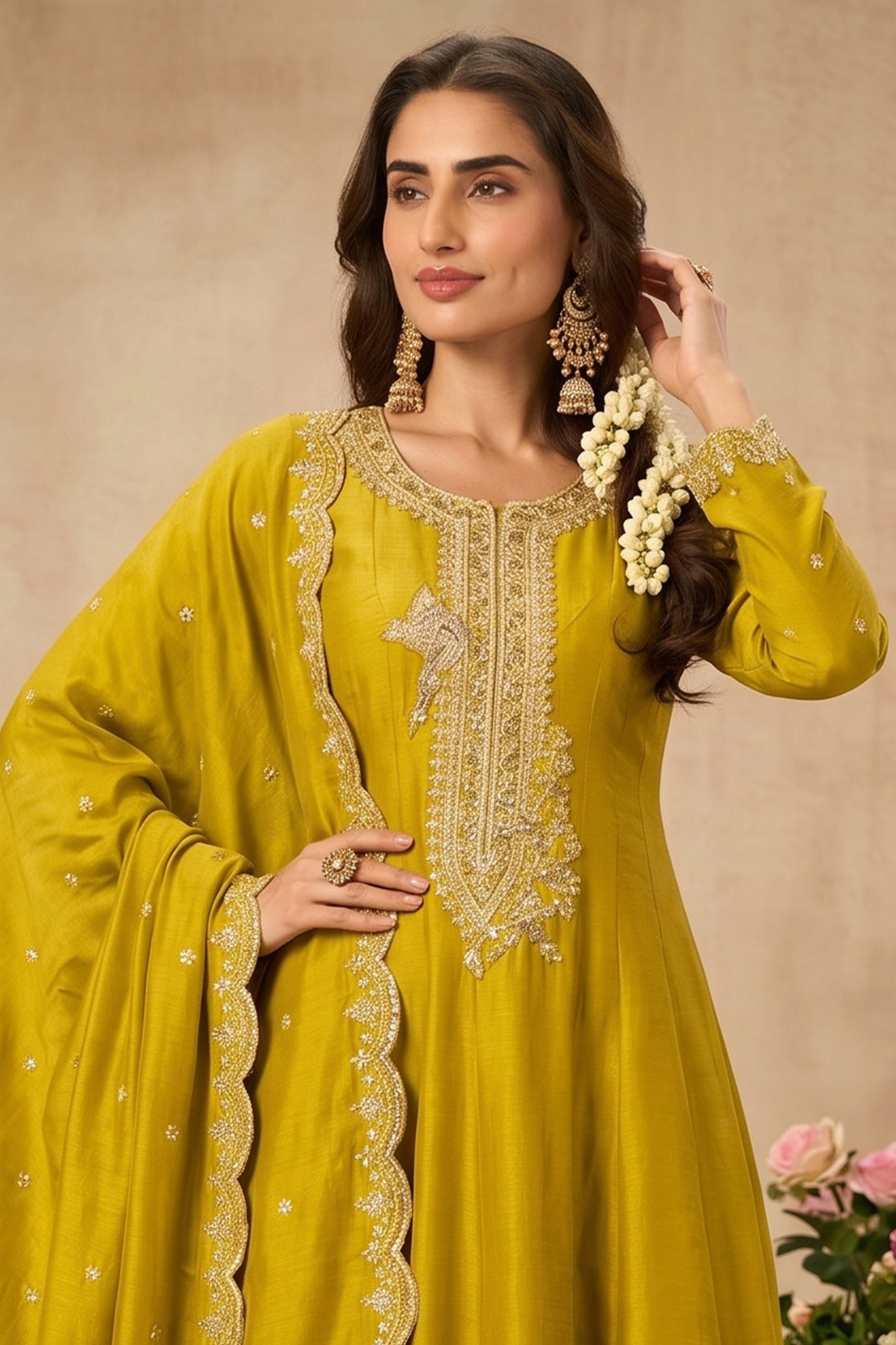 Yellow Readymade Embroidered Anarkali Suit-SAR13015_5_SareeButa.com