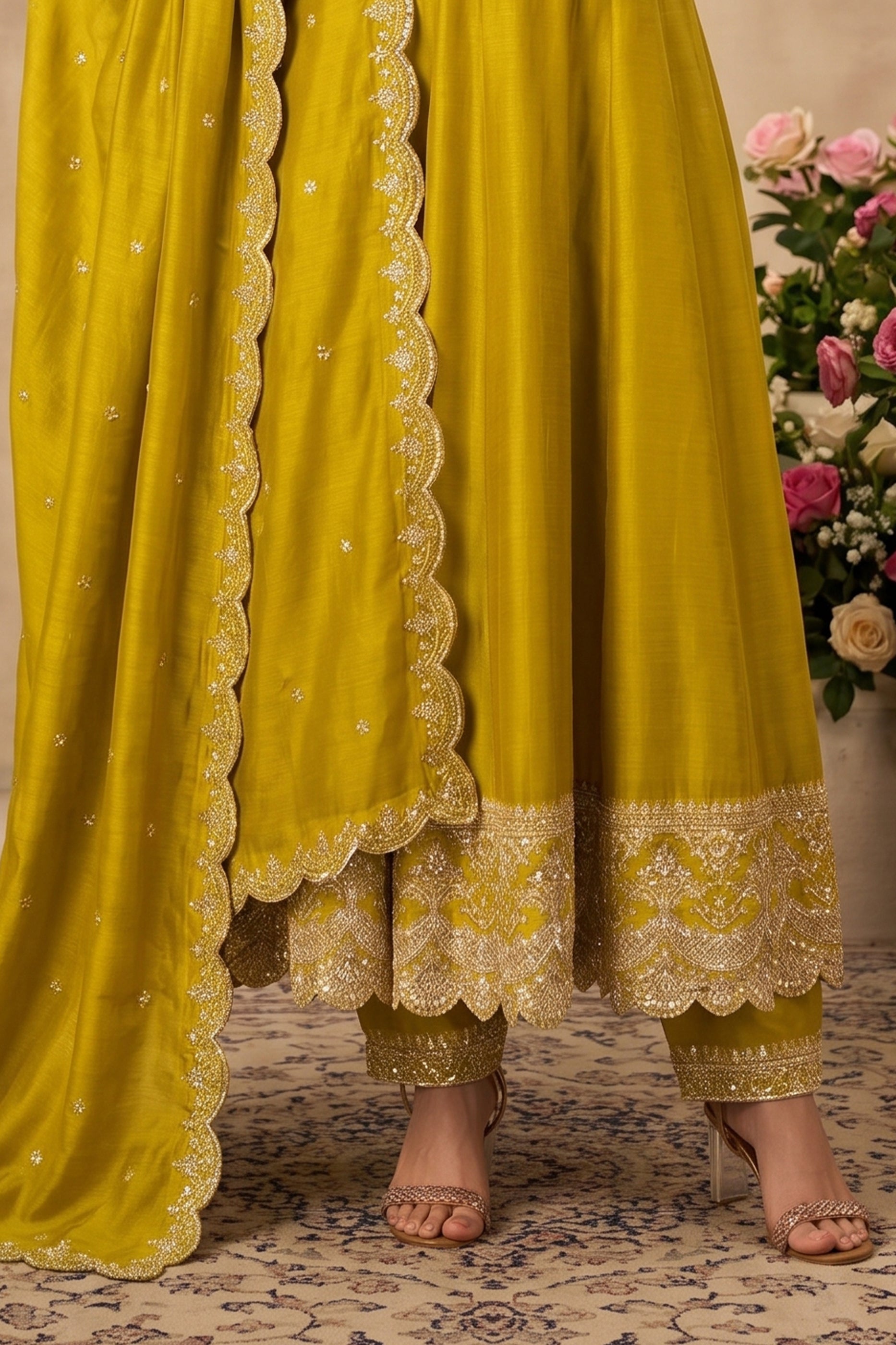 Yellow Readymade Embroidered Anarkali Suit-SAR13015_6_SareeButa.com