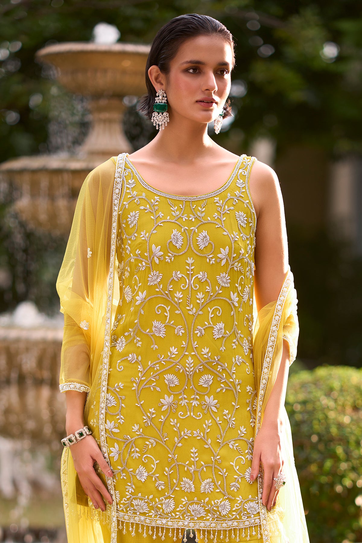 Yellow Readymade Embroidered Chiffon Sharara Suit-SAR13572_5_SareeButa.com