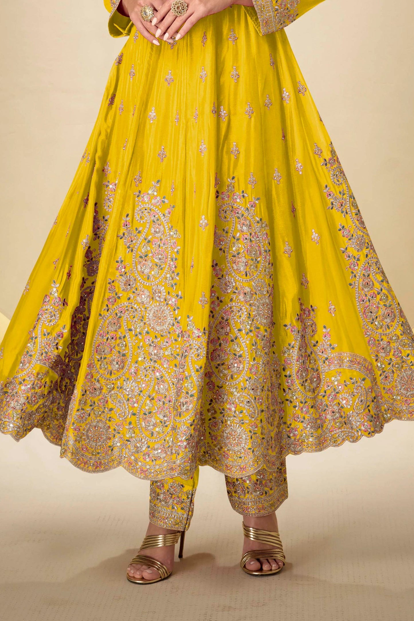 Yellow Readymade Embroidered Chinon Anarkali Suit-SAR10927_5_SareeButa.com