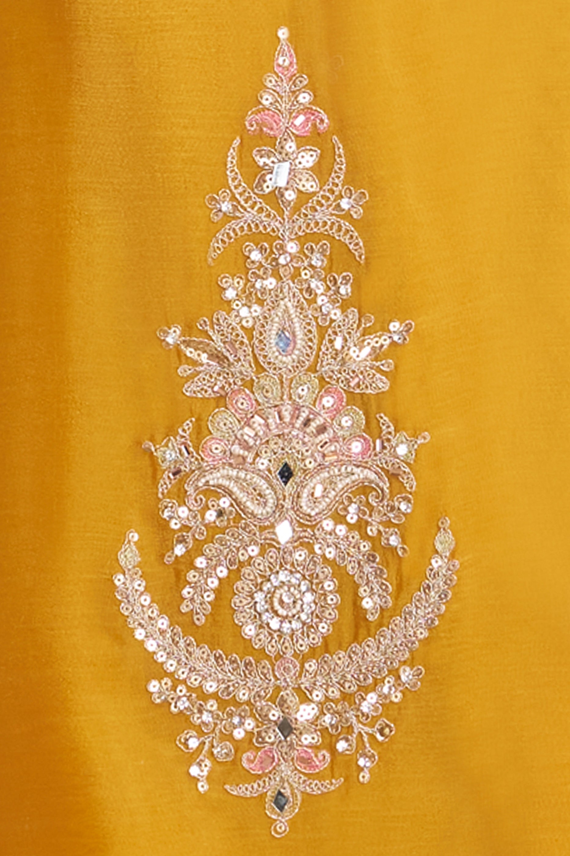 Yellow Readymade Embroidered Chinon Palazzo Suit-SAR11523_3_SareeButa.com