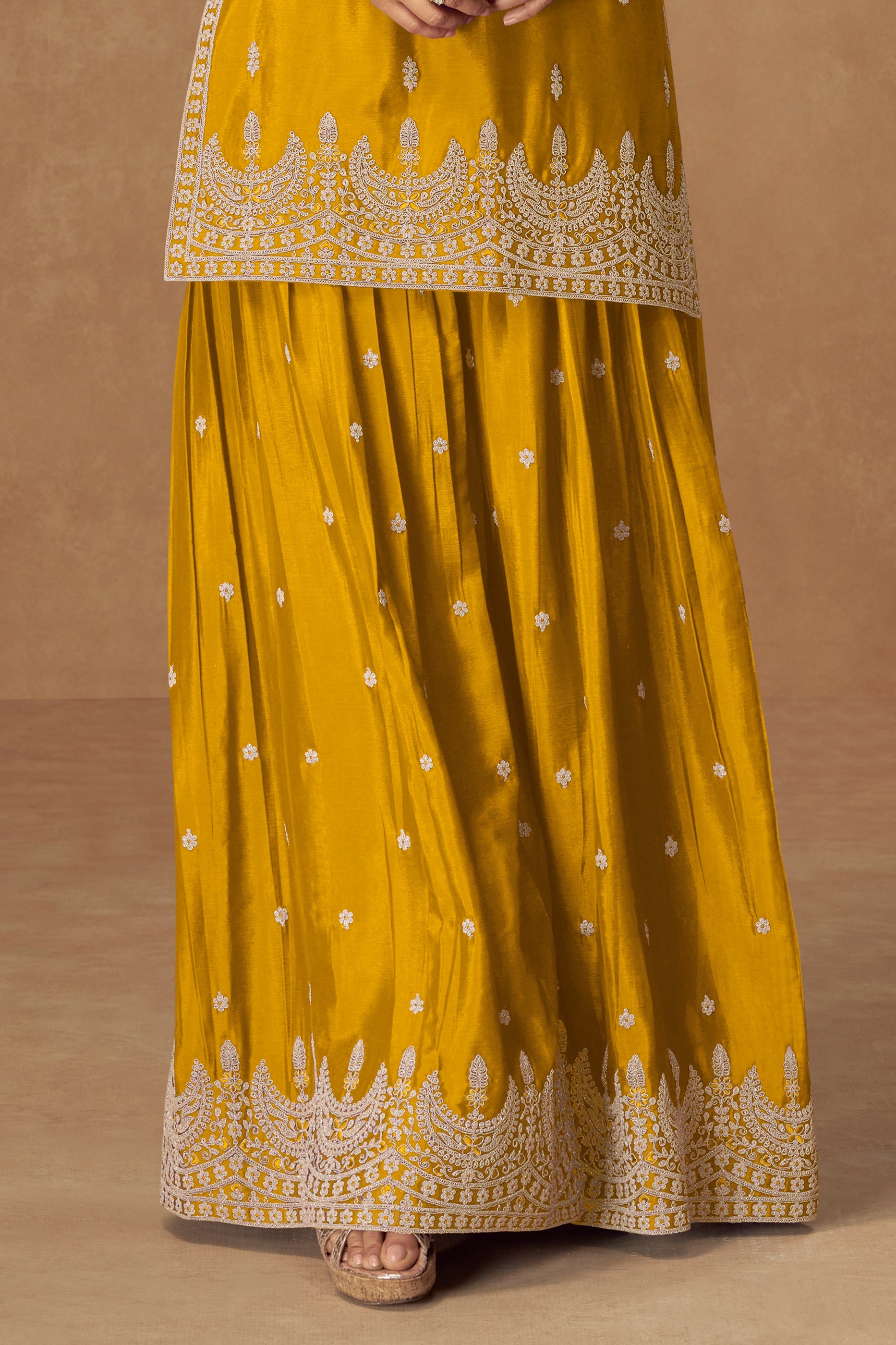 Yellow Readymade Embroidered Chinon Silk Suit-SAR10512_4_SareeButa.com