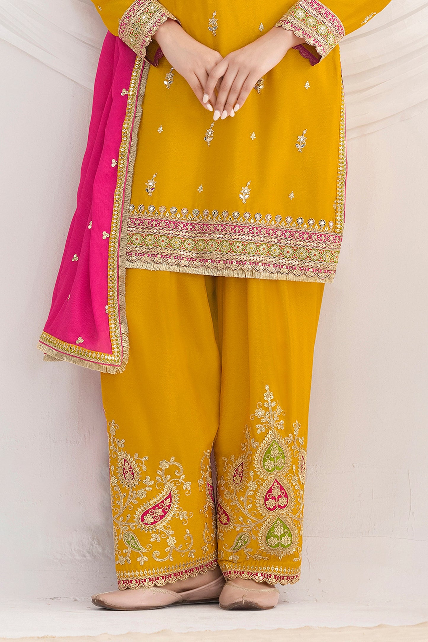 Yellow Readymade Embroidered Chinon Suit-SAR10785_4_SareeButa.com