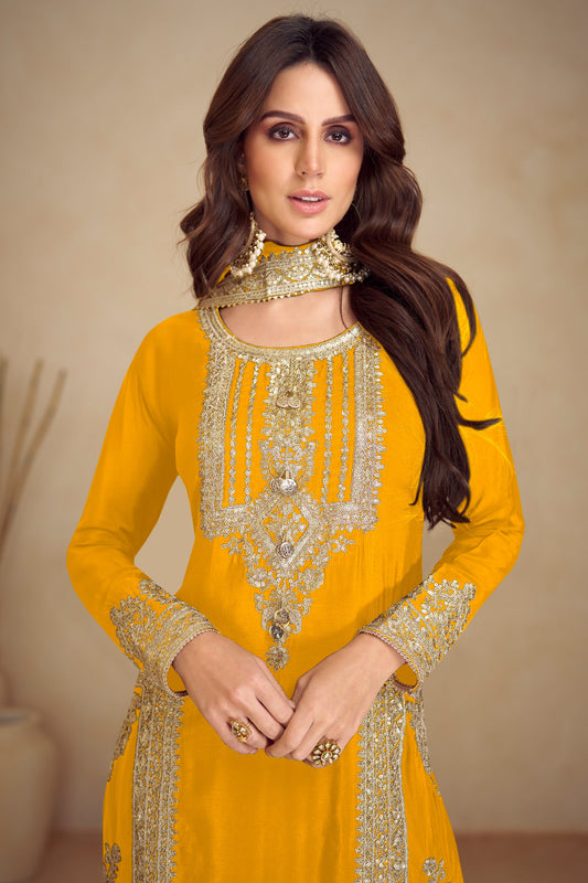 Yellow Readymade Embroidered Chinon Suit-SAR10807_2_SareeButa.com