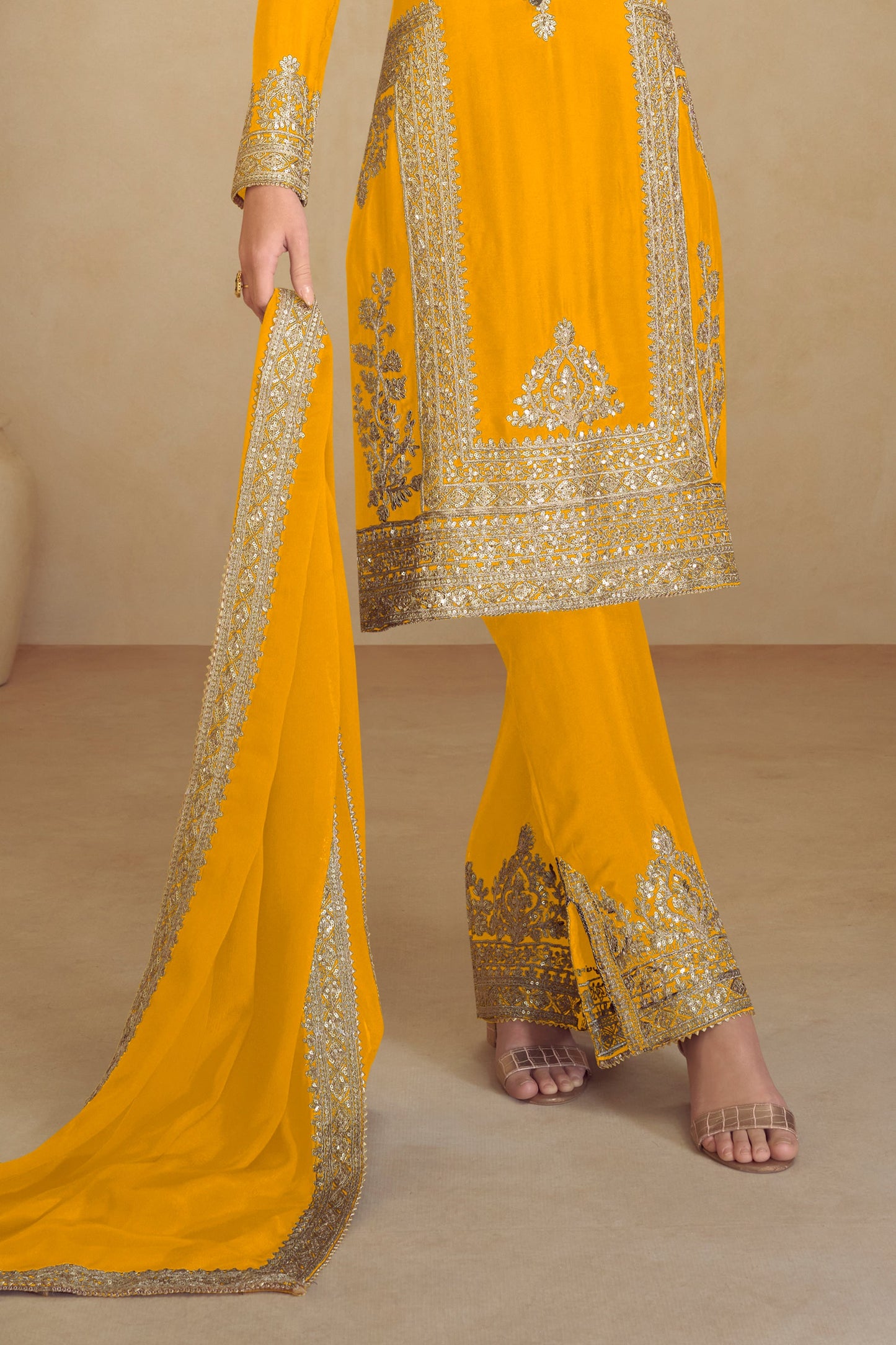 Yellow Readymade Embroidered Chinon Suit-SAR10807_4_SareeButa.com