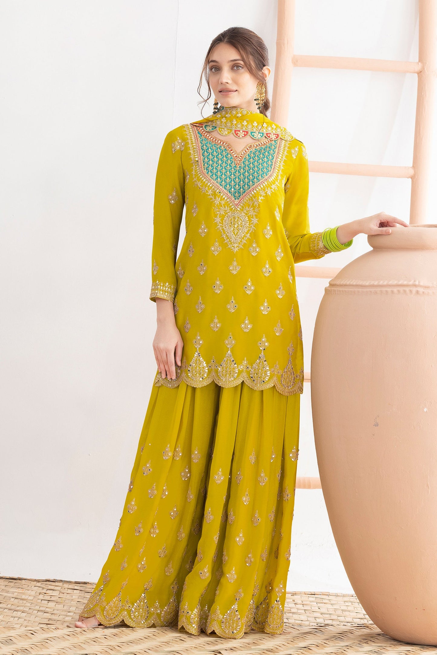 Yellow Readymade Embroidered Chinon Suit-SAR11113_1_SareeButa.com