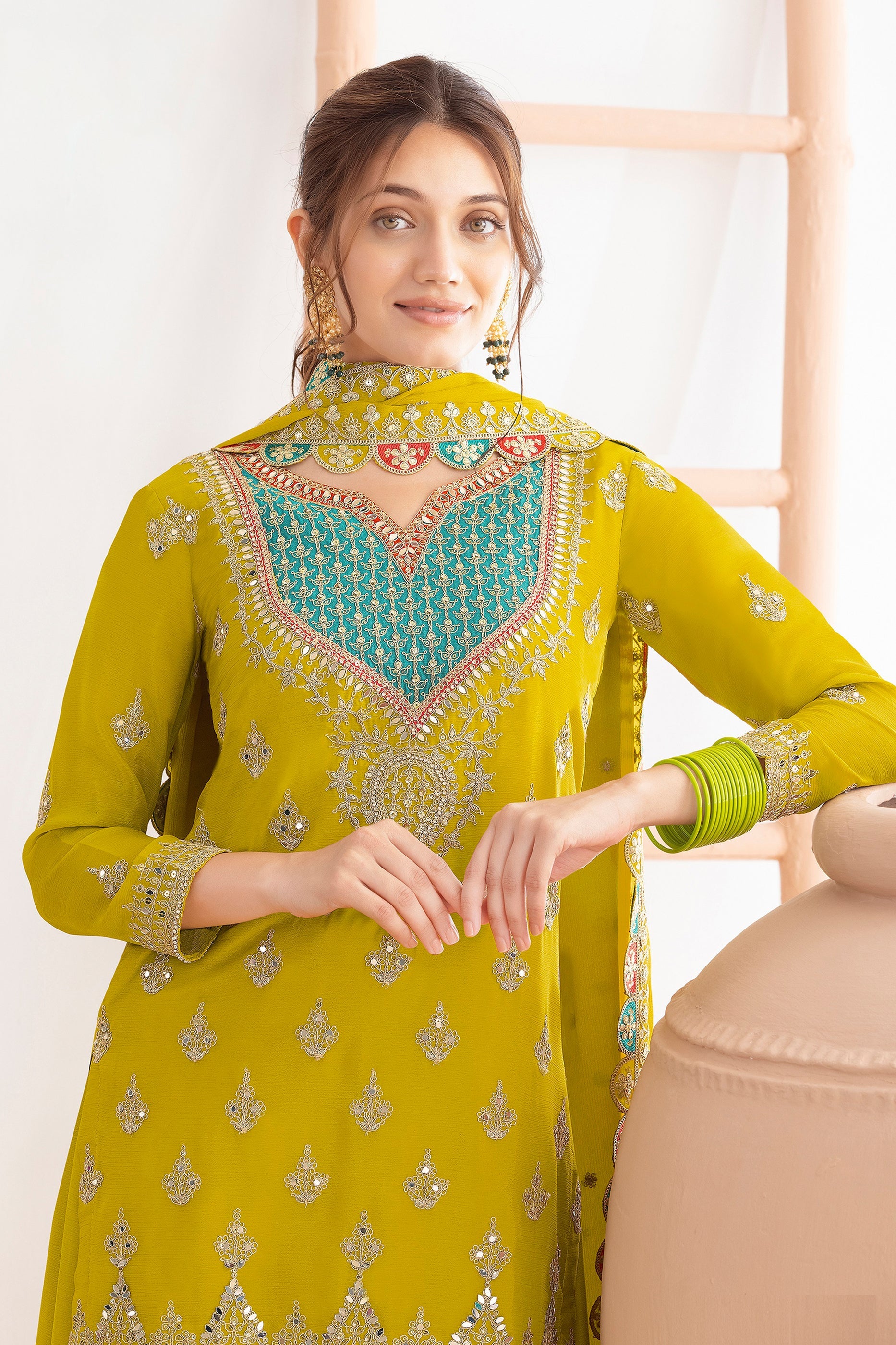 Yellow Readymade Embroidered Chinon Suit-SAR11113_2_SareeButa.com