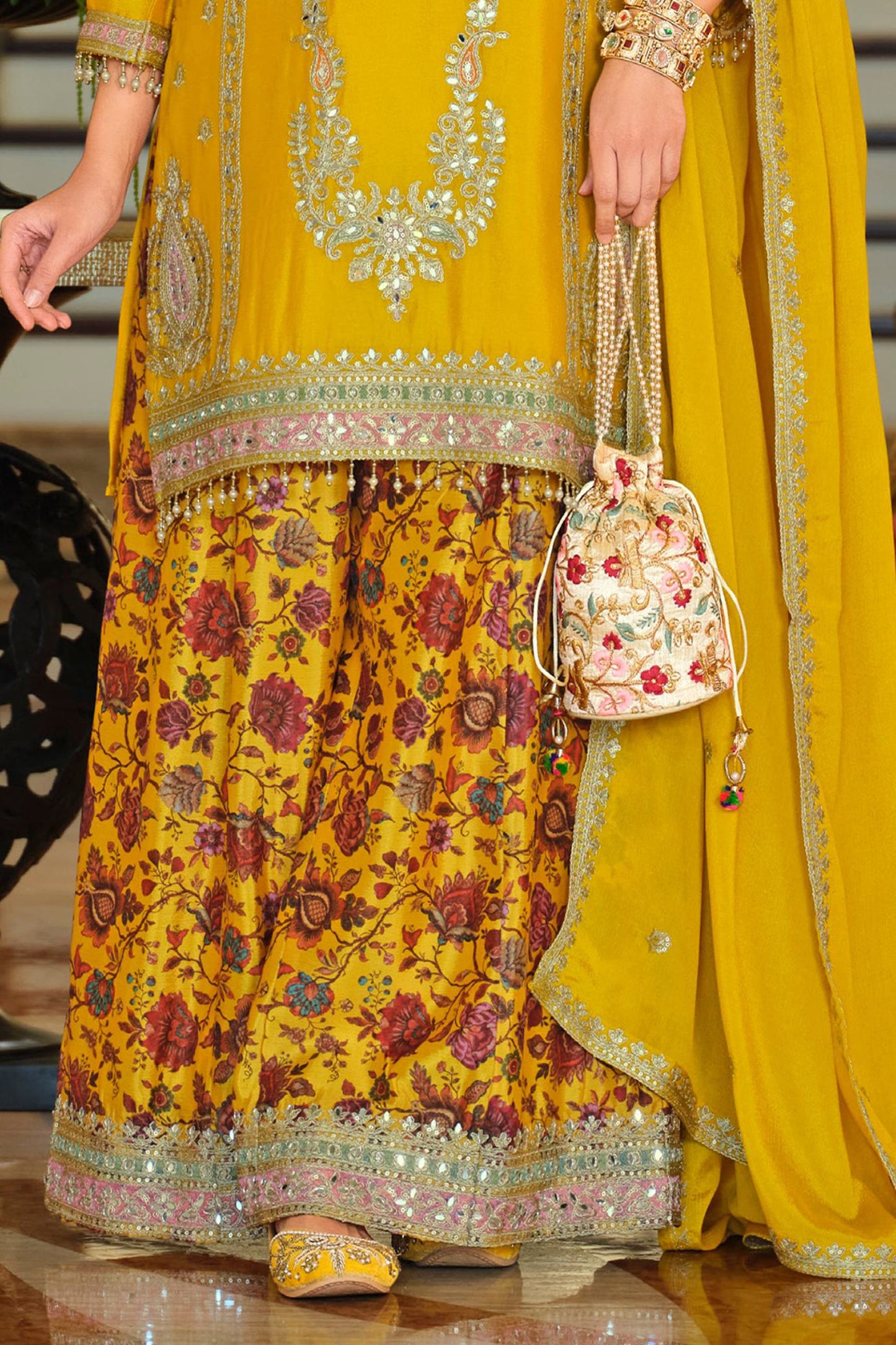 Yellow Readymade Embroidered Chinon Suit-SAR11671_5_SareeButa.com