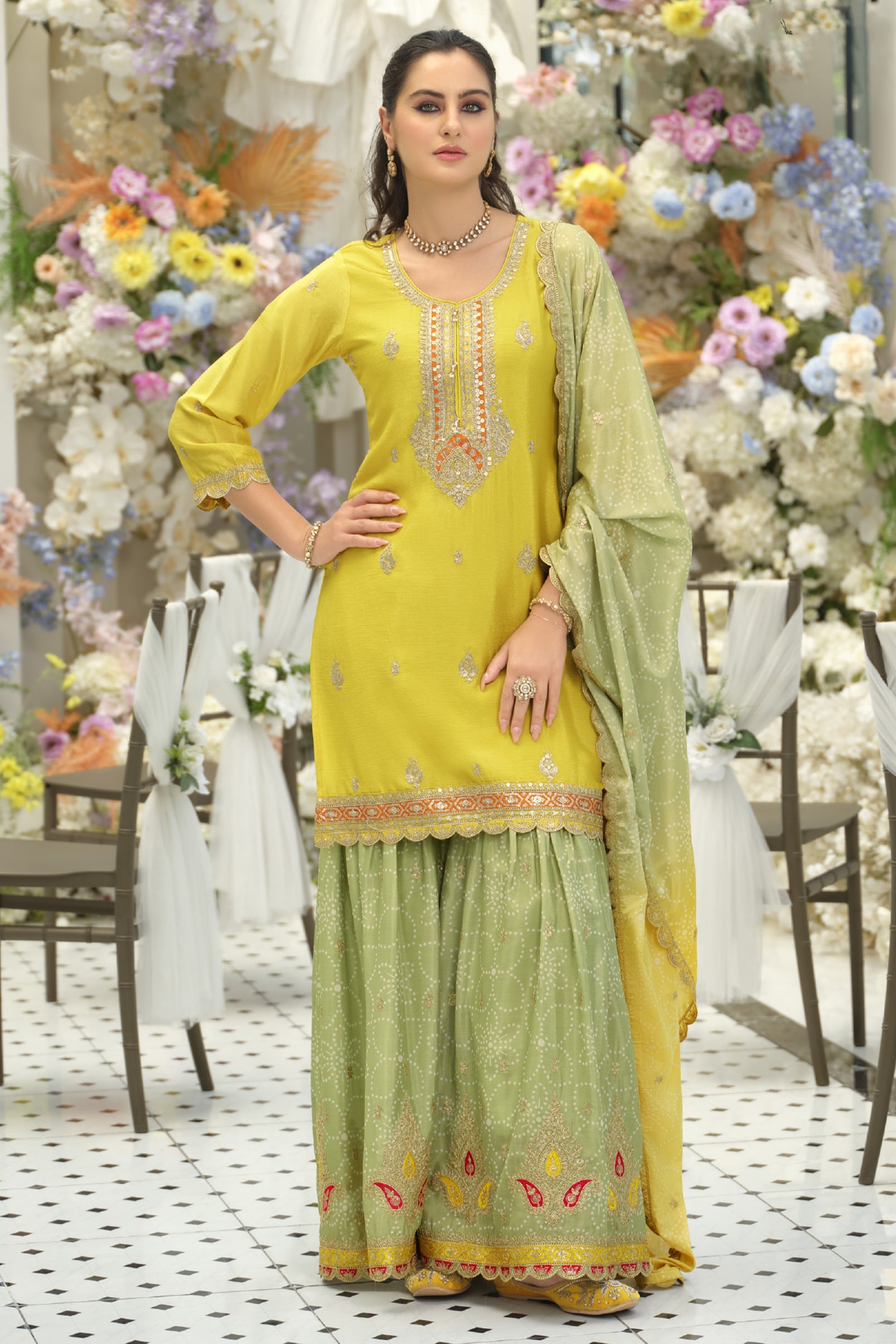 Yellow Readymade Embroidered Chinon Suit-SAR12006_1_SareeButa.com
