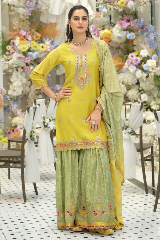 Yellow Readymade Embroidered Chinon Suit-SAR12006_1_SareeButa.com