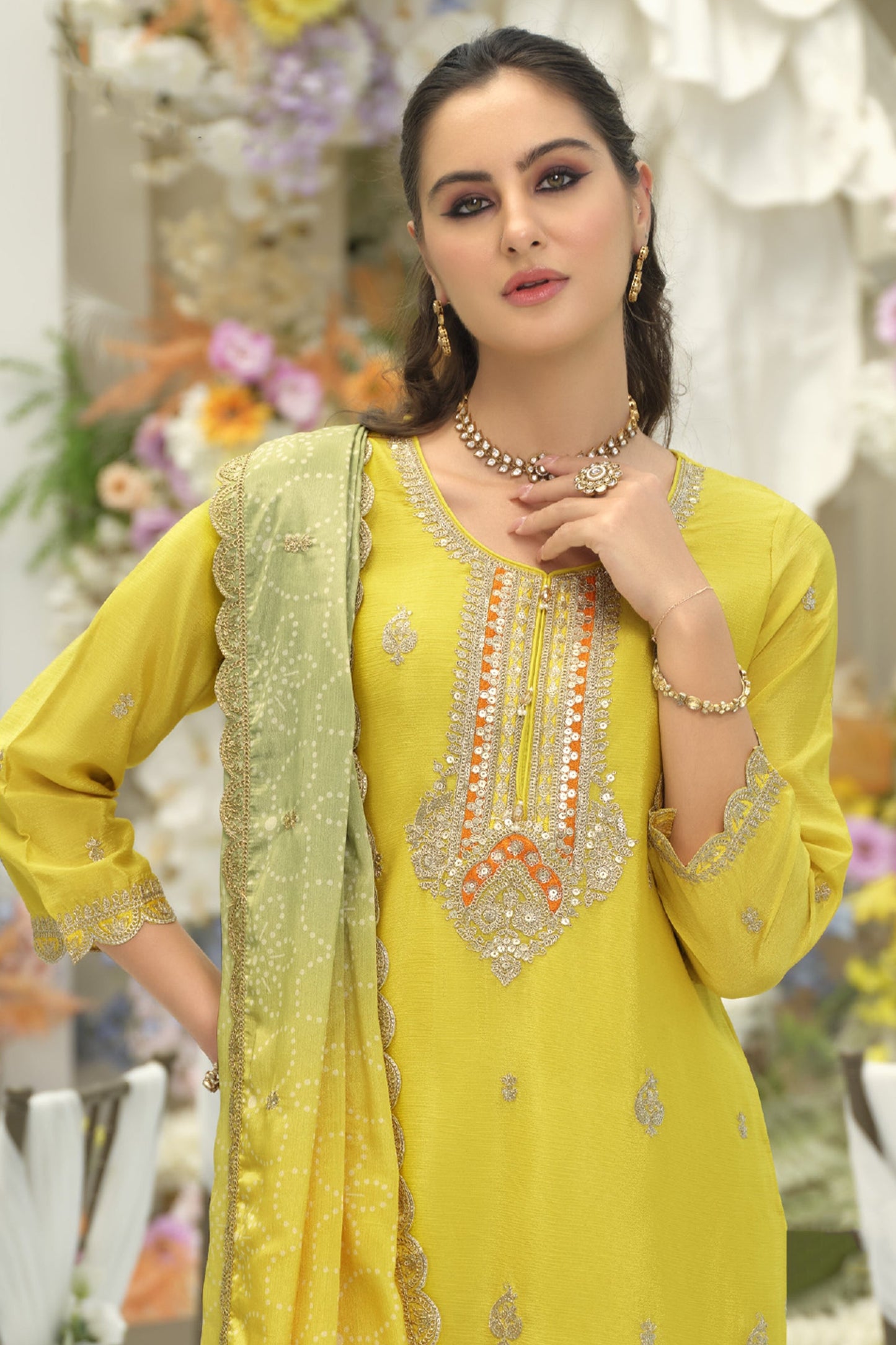 Yellow Readymade Embroidered Chinon Suit-SAR12006_2_SareeButa.com