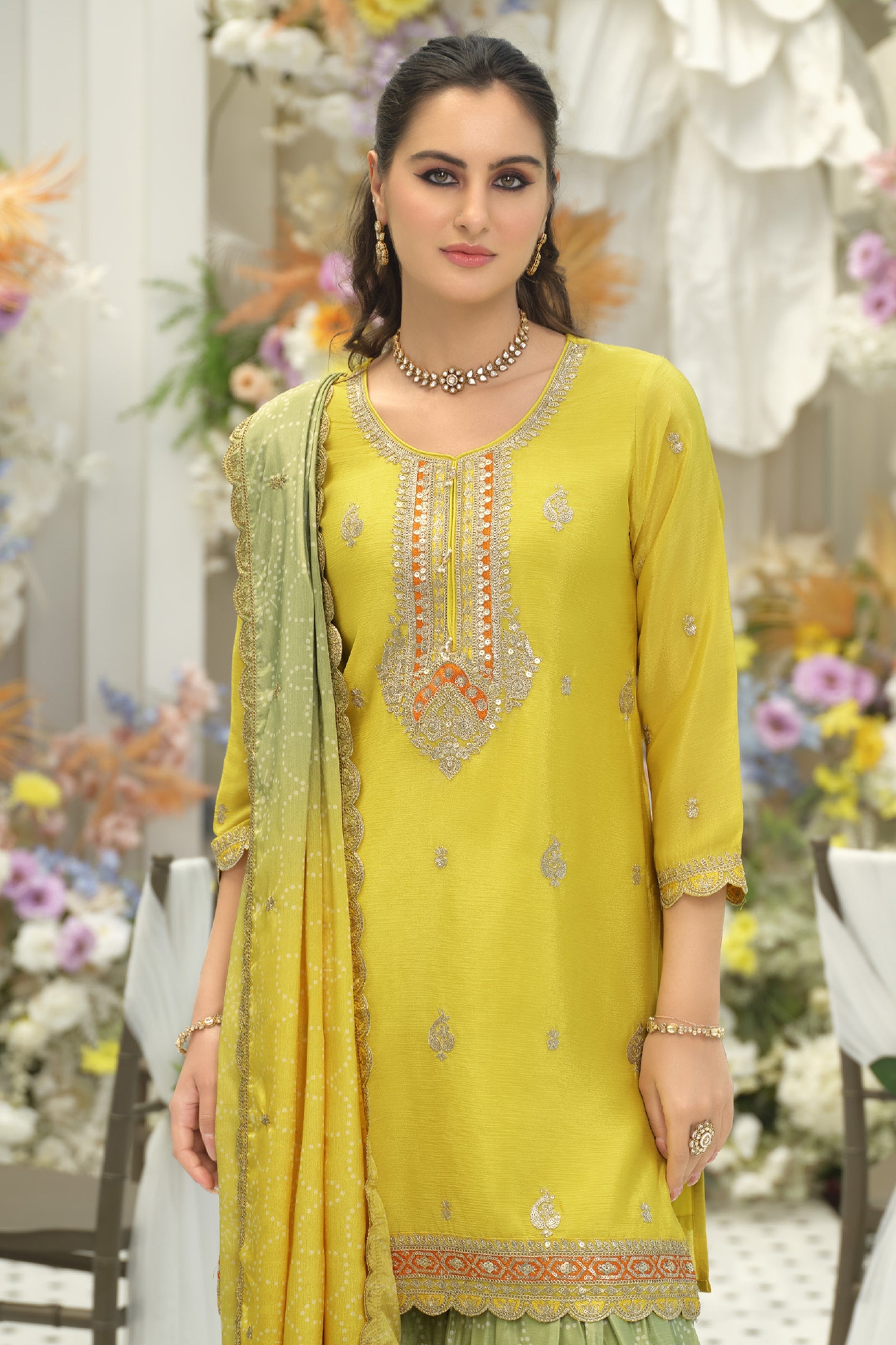 Yellow Readymade Embroidered Chinon Suit-SAR12006_3_SareeButa.com