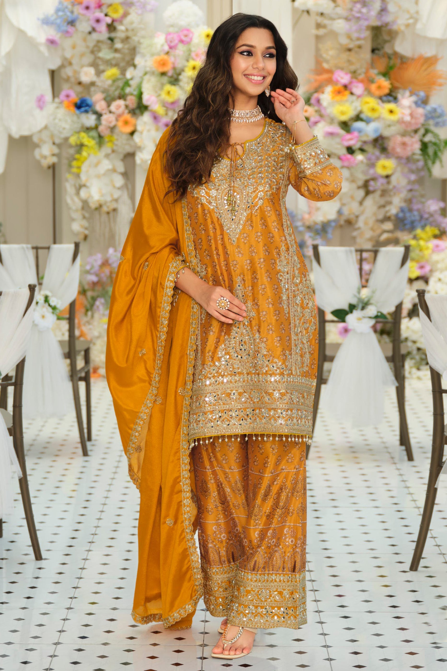 Yellow Readymade Embroidered Chinon Suit-SAR12170_1_SareeButa.com