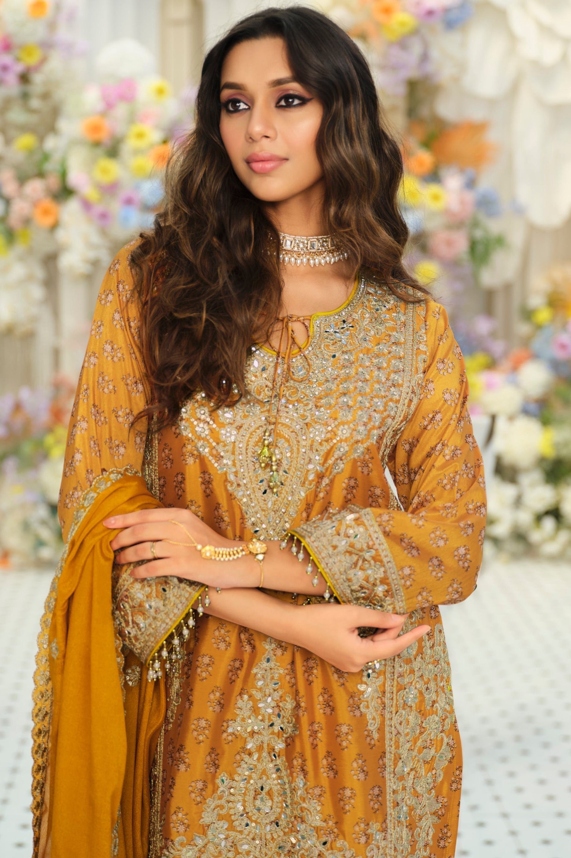 Yellow Readymade Embroidered Chinon Suit-SAR12170_2_SareeButa.com