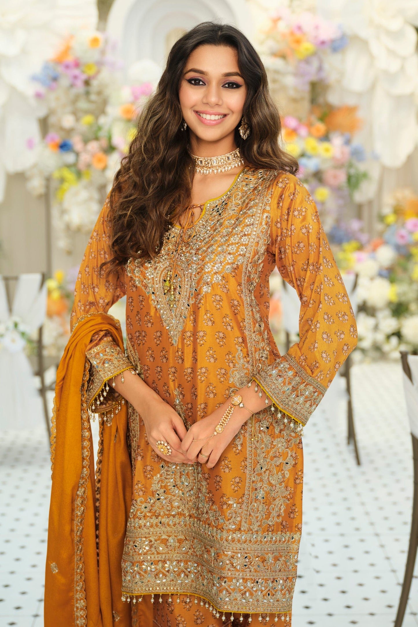 Yellow Readymade Embroidered Chinon Suit-SAR12170_3_SareeButa.com