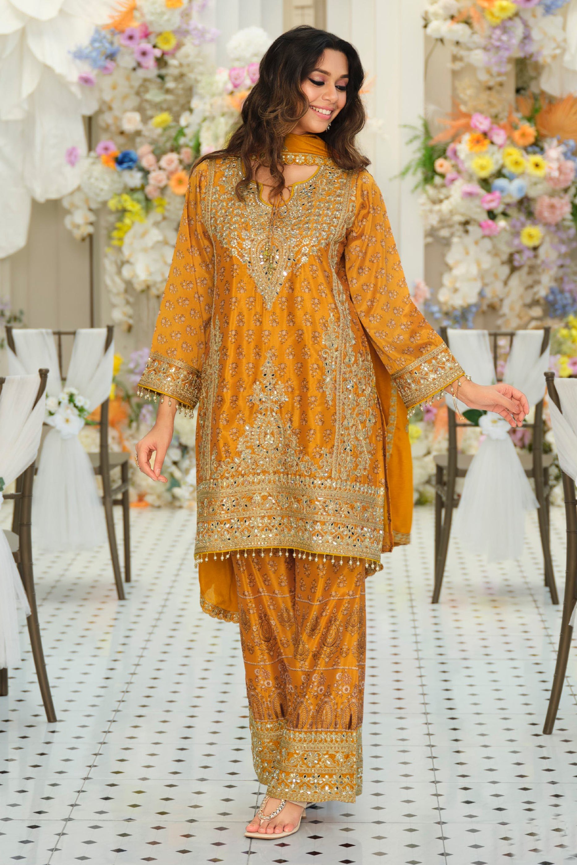 Yellow Readymade Embroidered Chinon Suit-SAR12170_4_SareeButa.com