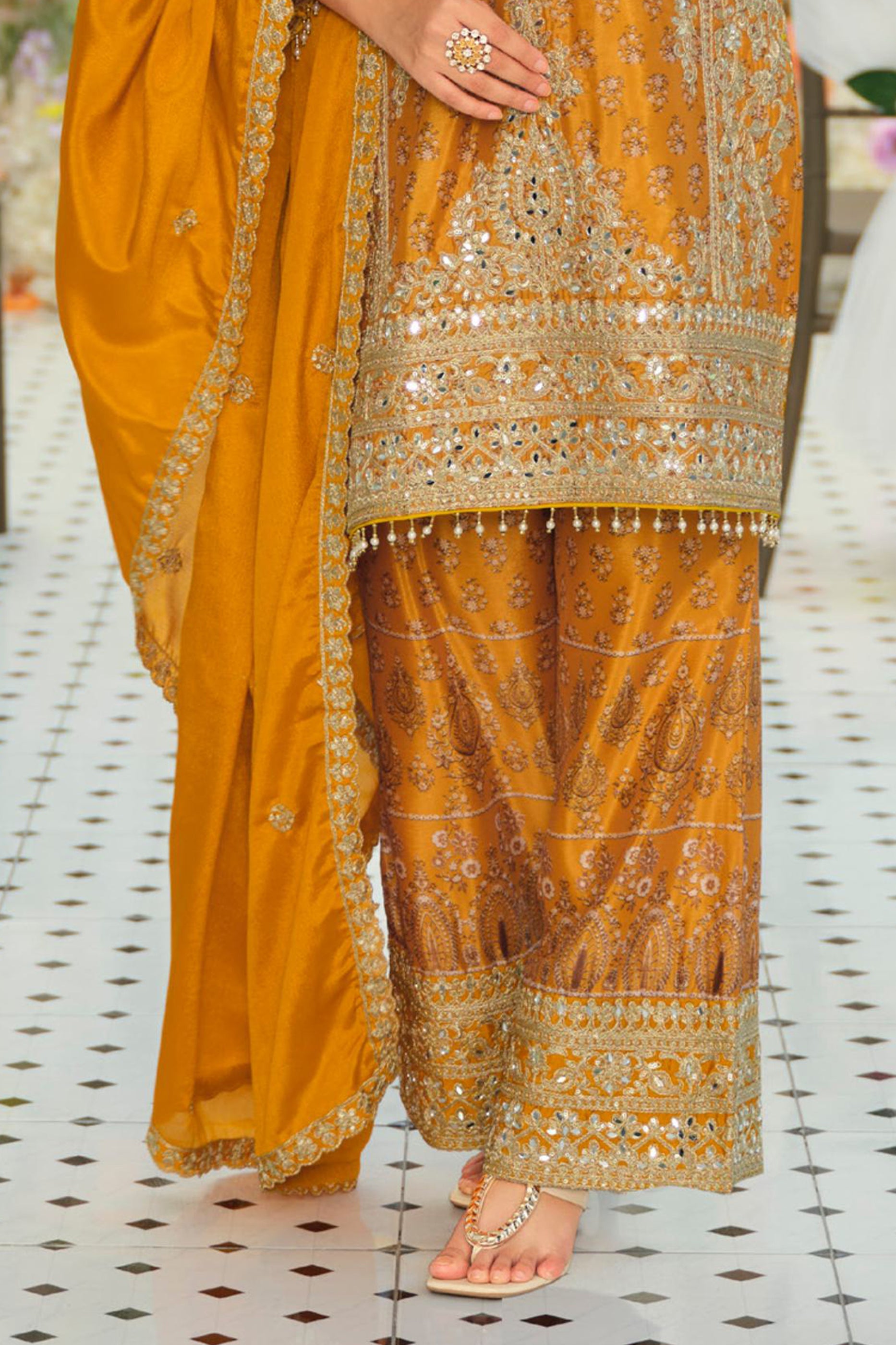 Yellow Readymade Embroidered Chinon Suit-SAR12170_5_SareeButa.com