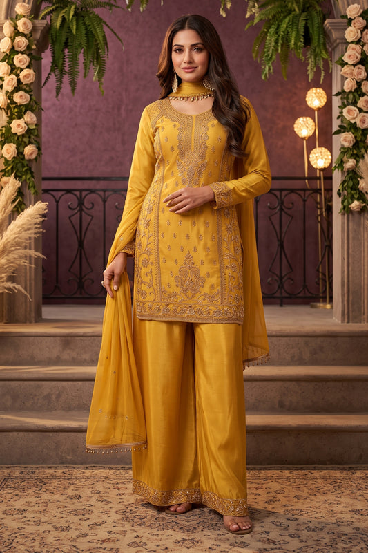 Yellow Readymade Embroidered Chinon Suit-SAR12978_1_SareeButa.com