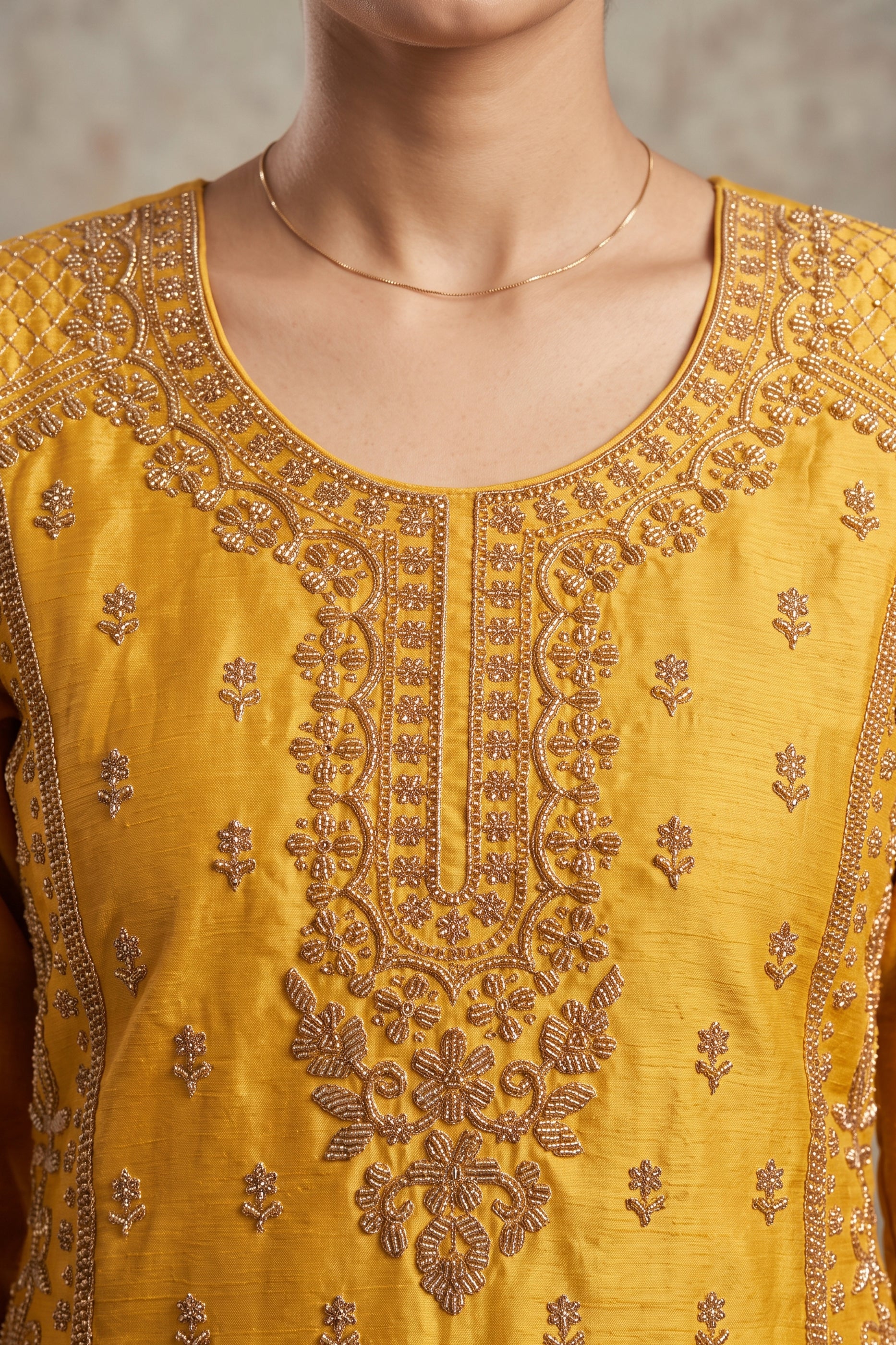Yellow Readymade Embroidered Chinon Suit-SAR12978_3_SareeButa.com