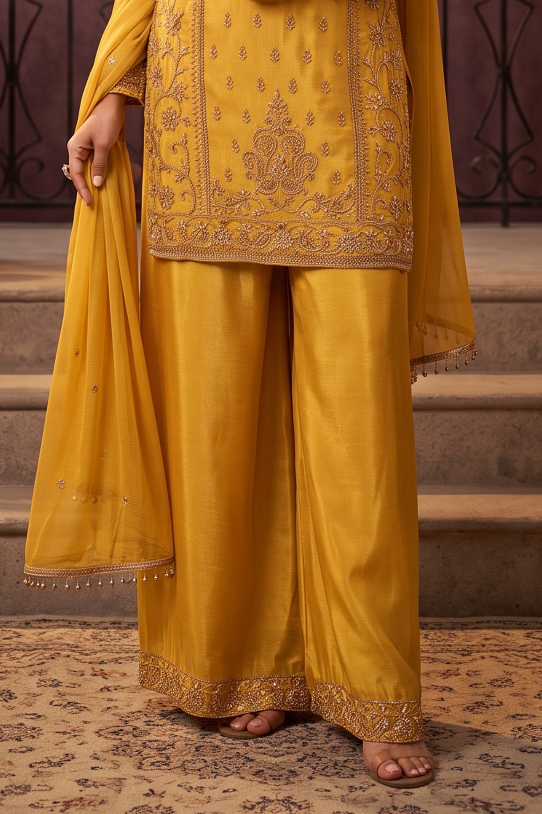 Yellow Readymade Embroidered Chinon Suit-SAR12978_8_SareeButa.com