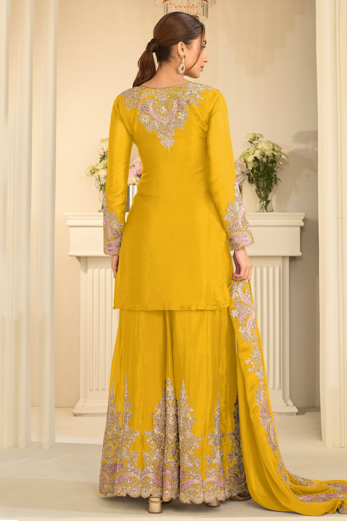 Yellow Readymade Embroidered Chinon Suit-SAR13297_3_SareeButa.com