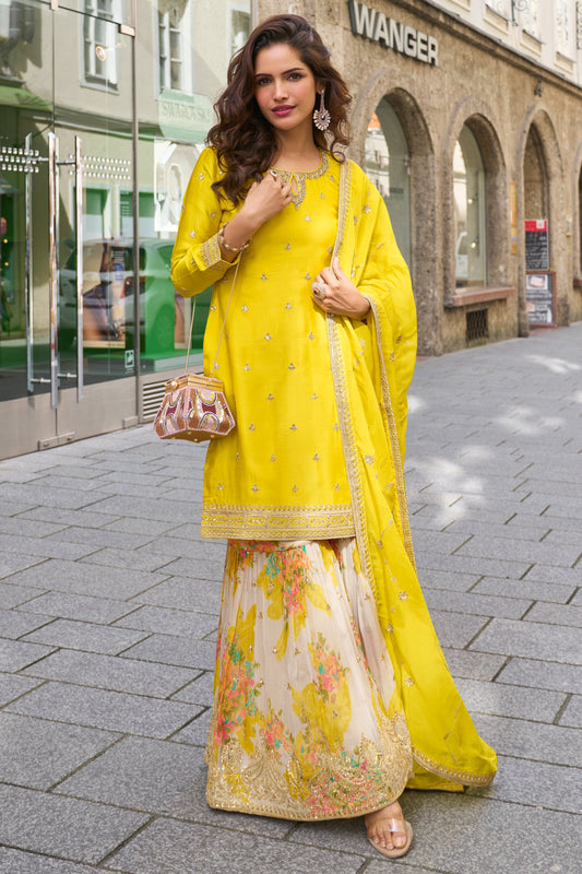 Yellow Readymade Embroidered Chinon Suit-SS721_1_SareeButa.com