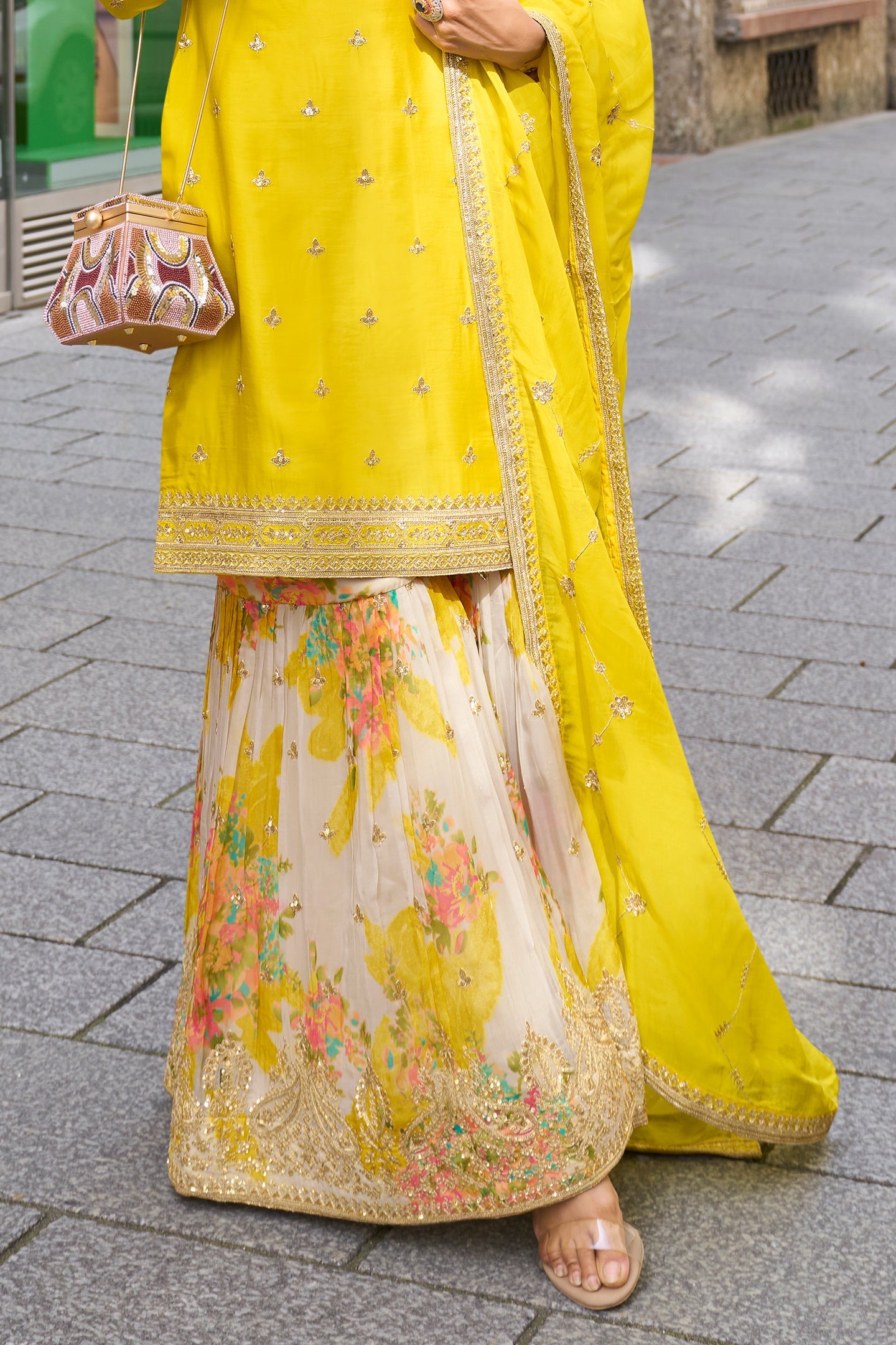 Yellow Readymade Embroidered Chinon Suit-SS721_3_SareeButa.com
