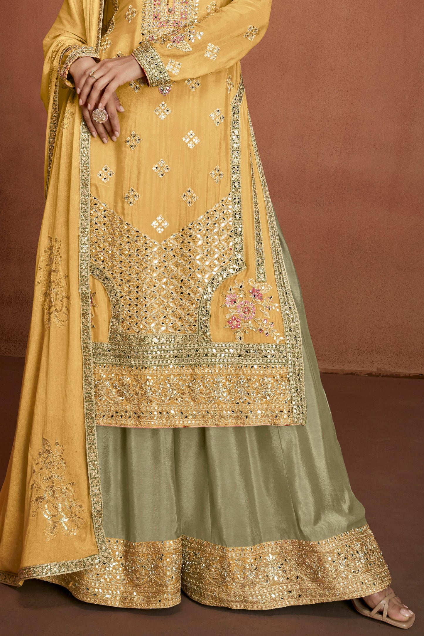 Yellow Readymade Embroidered Chinon Suit-SS896_4_SareeButa.com